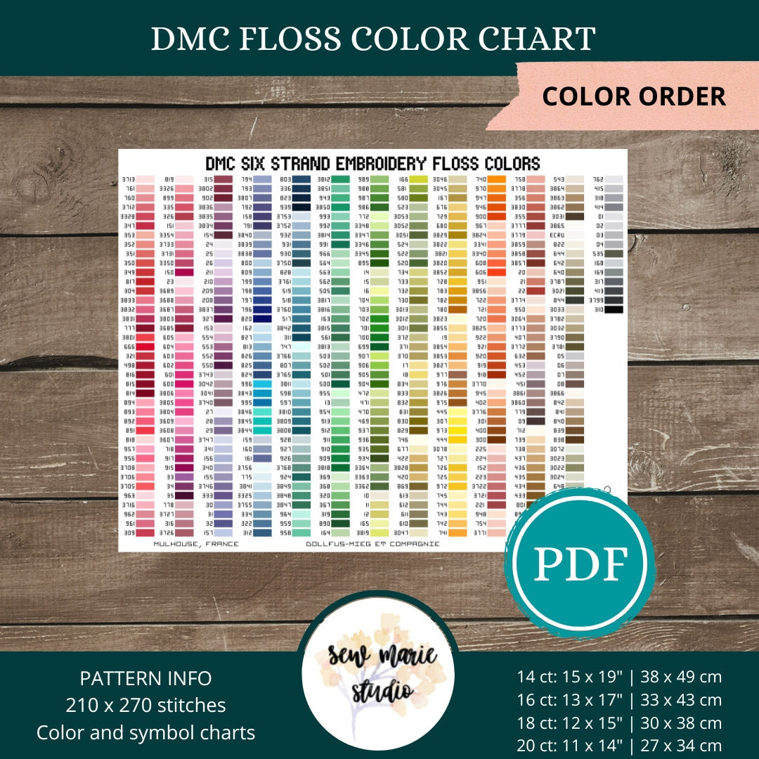 Floss Color Chart Cross Stitch Pattern, Dmc Floss, Color Theory with regard to Dmc 6 Strand Floss Color Chart
