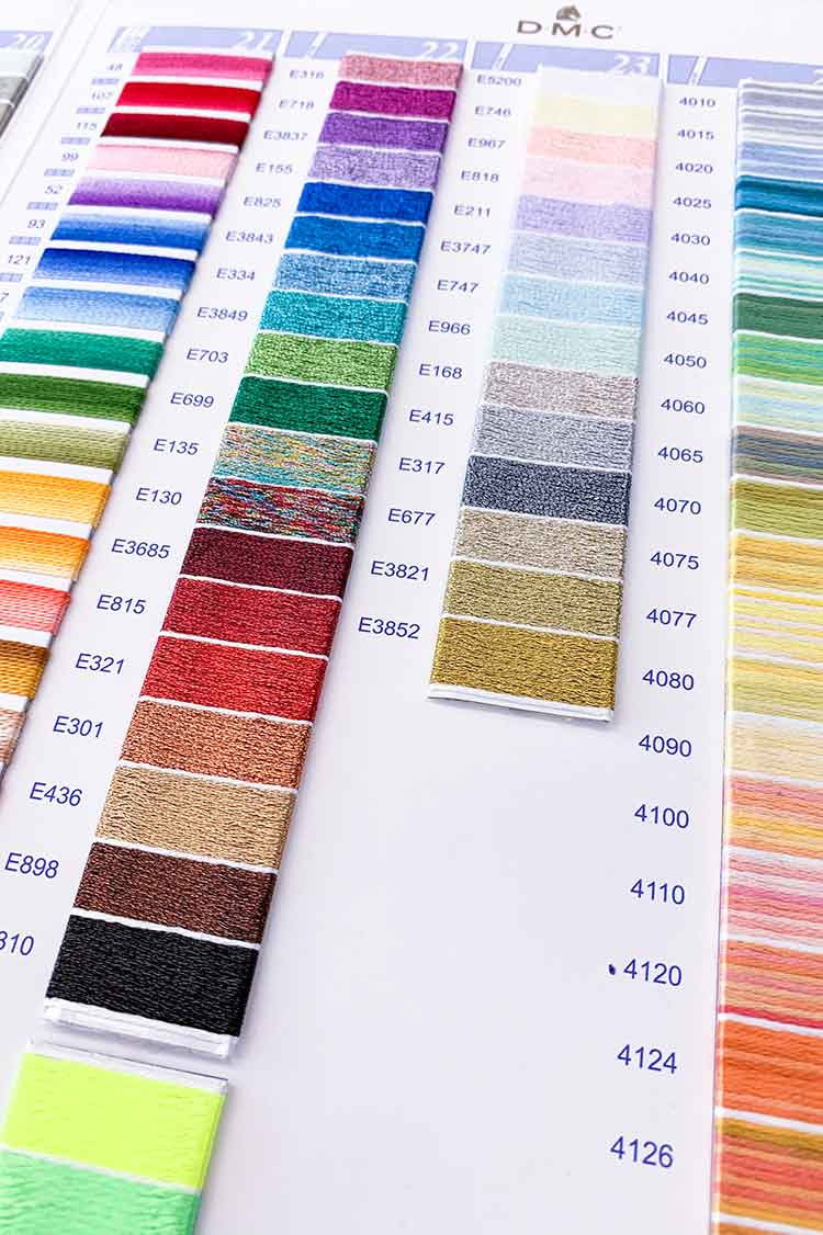 How To Use A Dmc Embroidery Floss Color Card And Why You Need One intended for DMC Color Chart with Real Thread Samples
