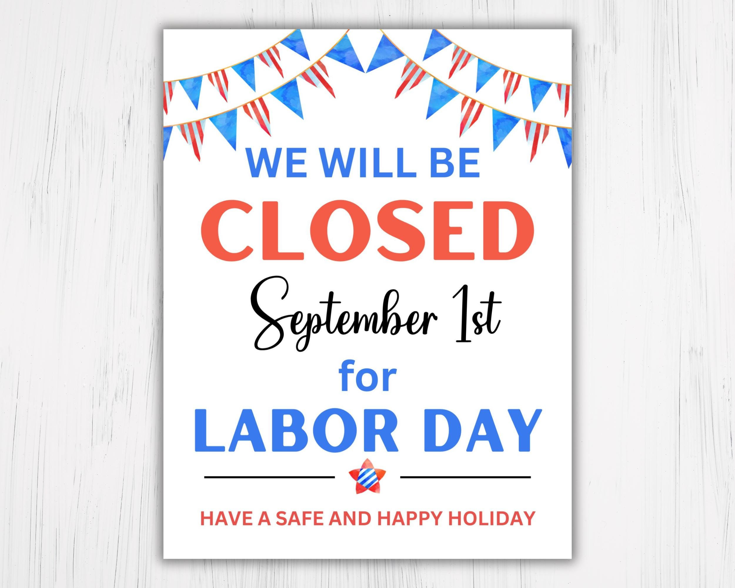 Closed For Labor Day Printable Sign, Instant Download, Pdf, Jpg, Business Sign, Holiday Closure Notice, Office Sign, Digital Download regarding We Are Closed For Labor Day Printable Sign