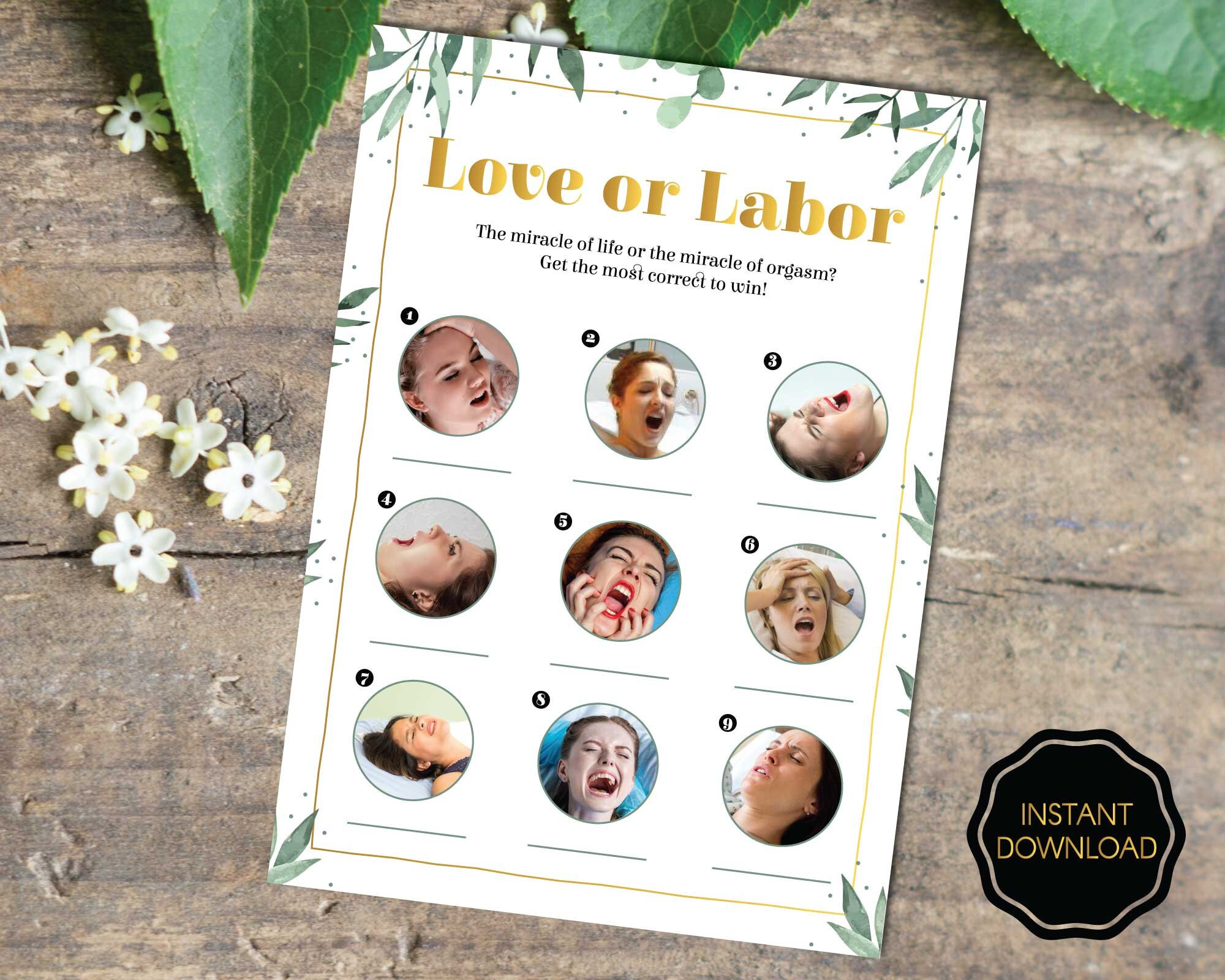 Coed Baby Shower Game - Love Or Labor Baby Shower, Labor Or Love Baby Shower Game, Labor Or Porn, Baby Shower Game Printable - Digital File intended for Love Or Labor Baby Shower Game Printable