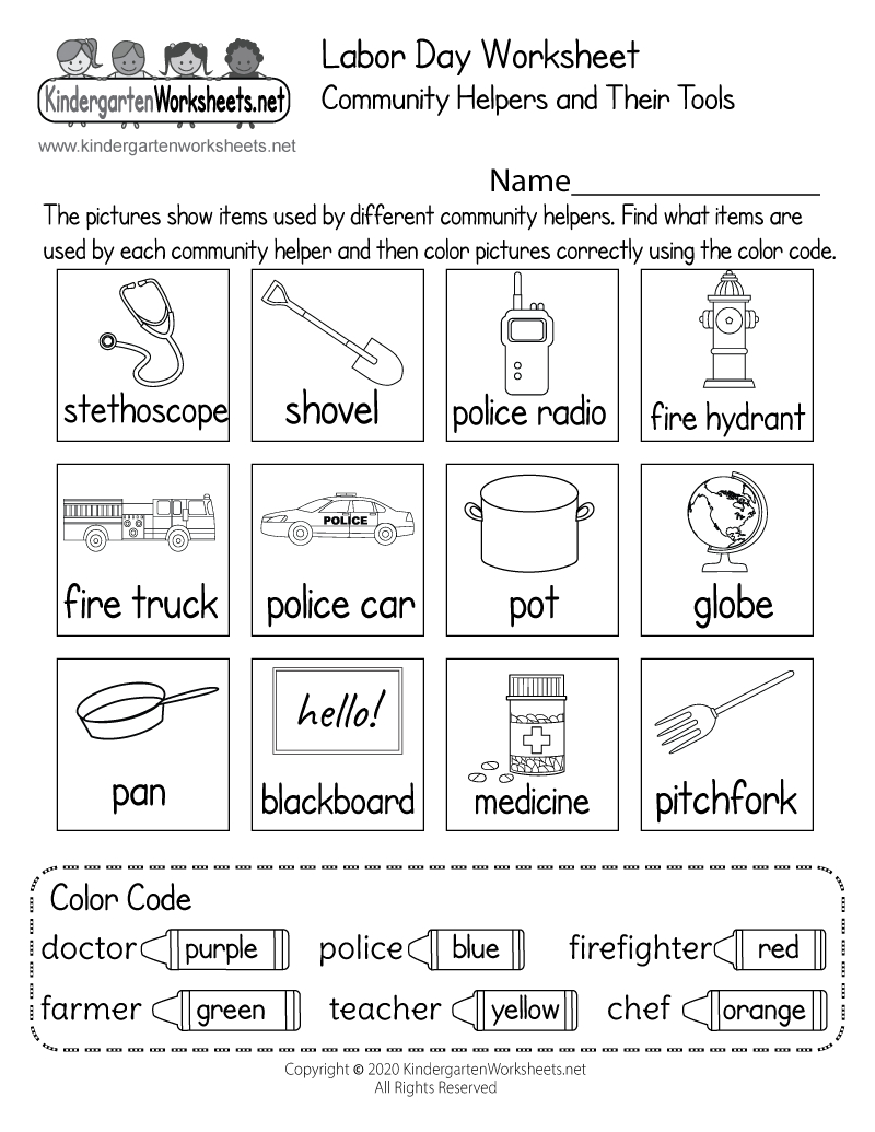 Community Helpers And Their Tools Worksheet - Free Printable inside Printable Labor Day Activity Sheets