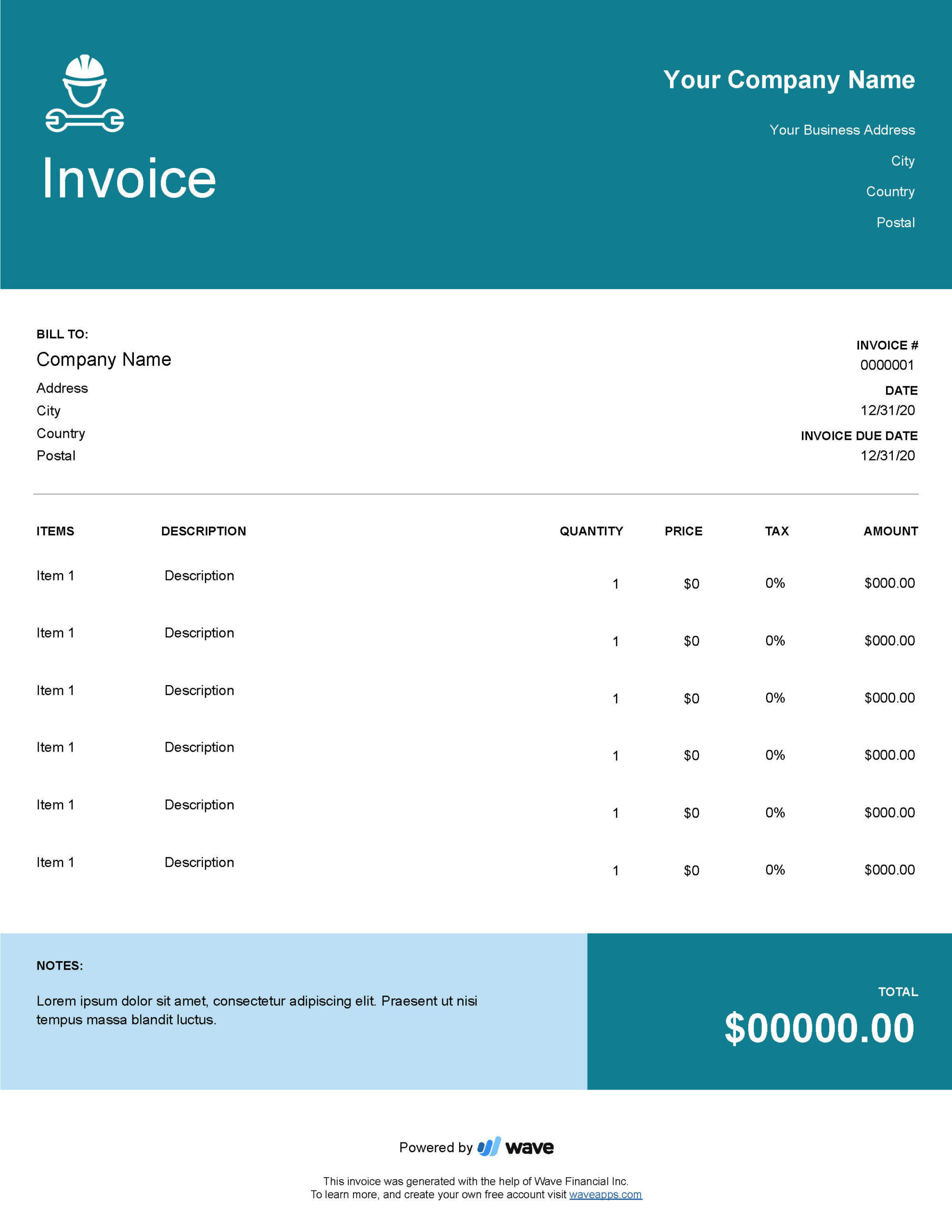 Contract Labor Invoice Template - Wave Financial with regard to Printable Labor Invoice