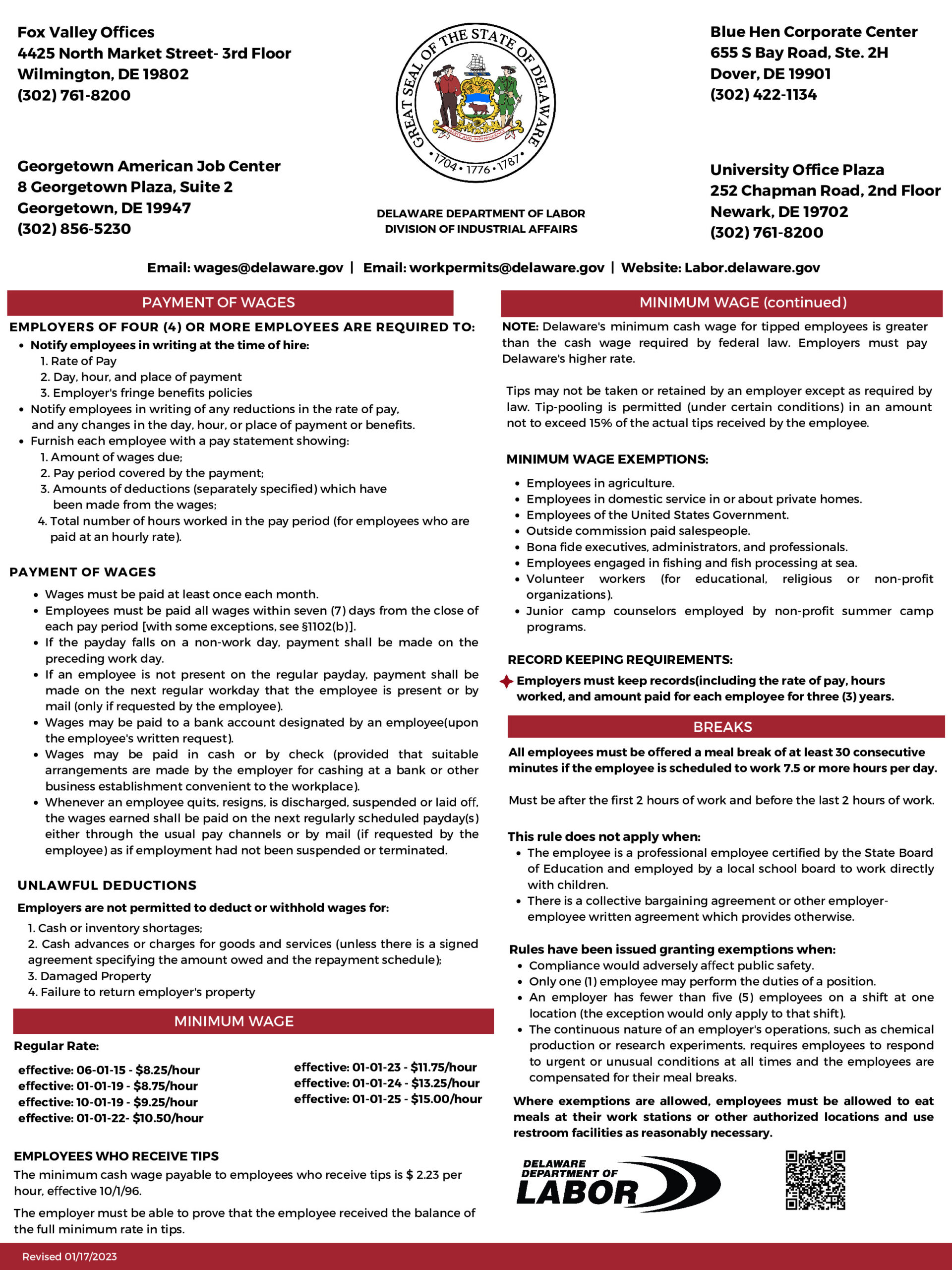 Free Delaware Delaware Labor Law Labor Law Poster 2025 throughout Department Of Labor Posters Printable