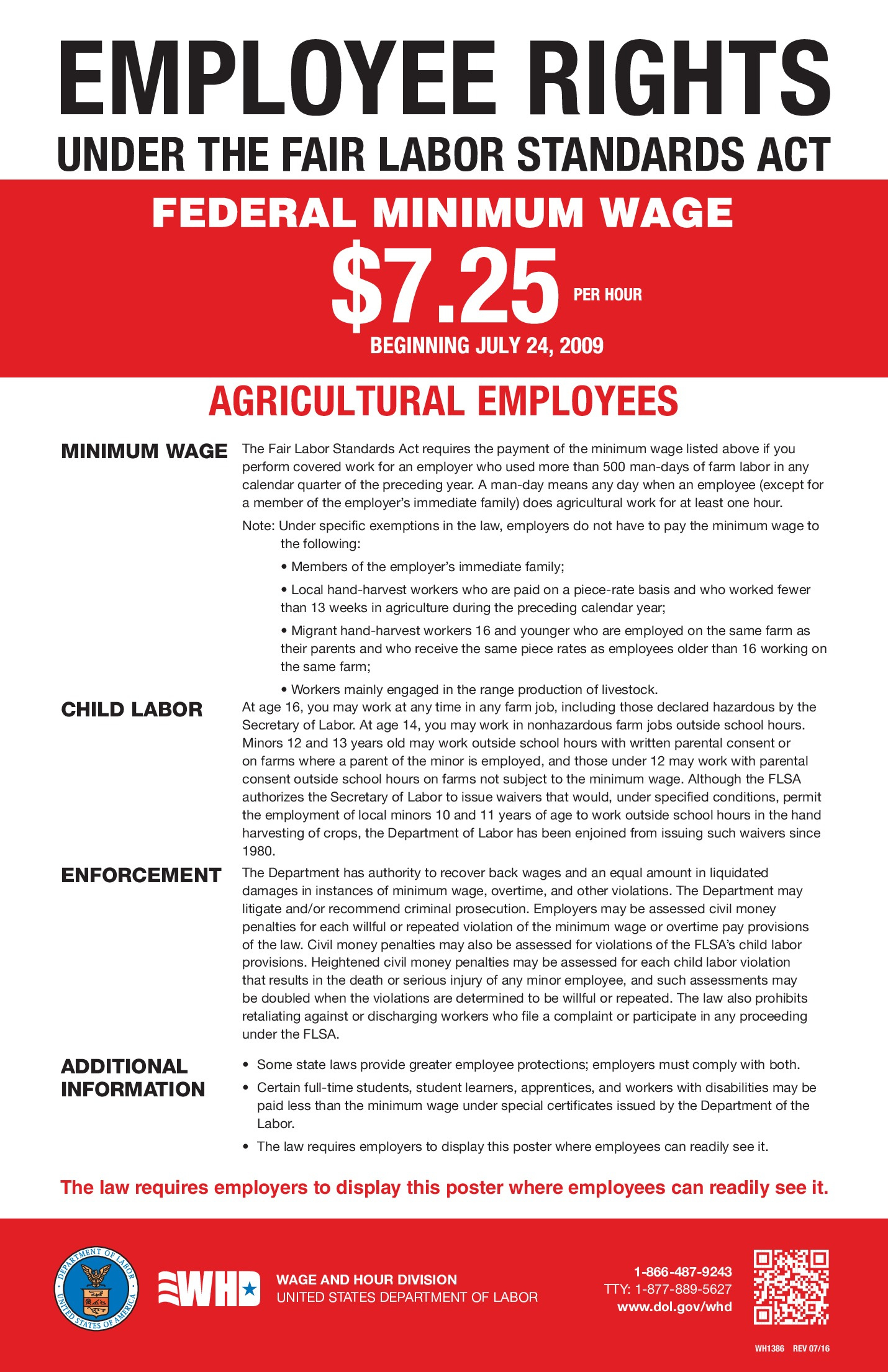 Free Federal Agricultural Employees Labor Law Poster 2025 in Printable Labor Law Poster