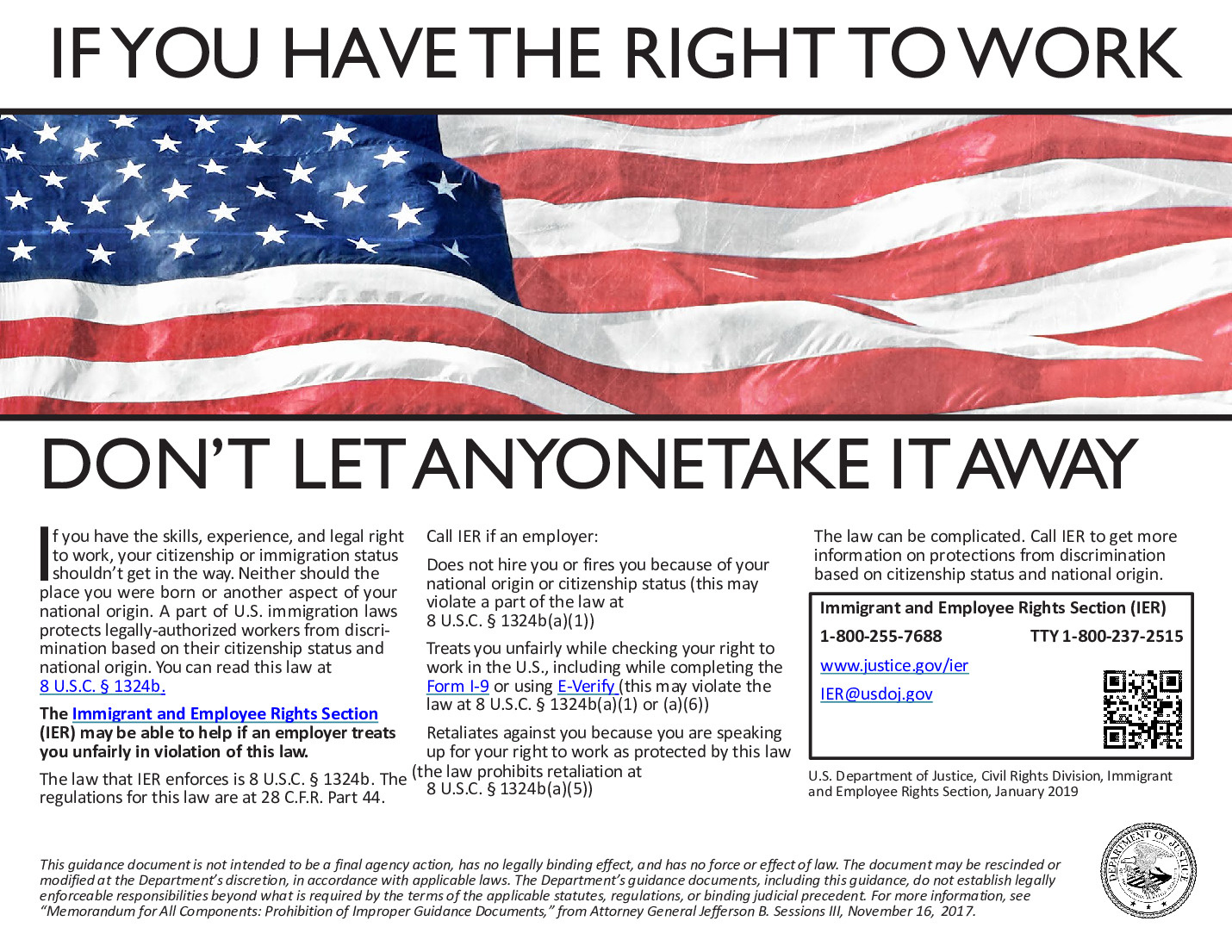 Free Federal E-Verify Right To Work Poster Labor Law Poster 2025 with regard to Department Of Labor Posters Printable