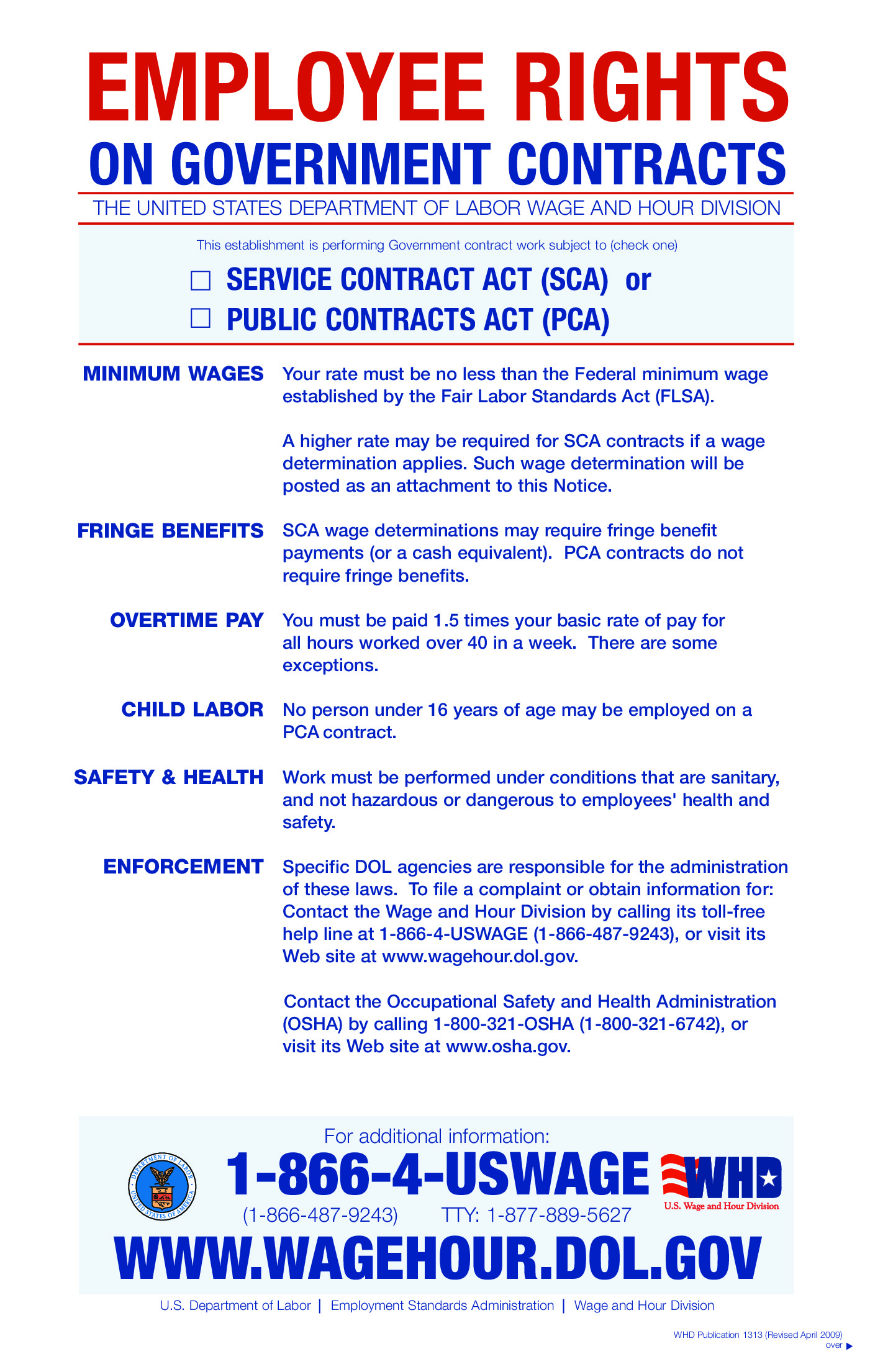 Free Federal Working On Government Contracts Labor Law Poster 2025 with regard to Us Department Of Labor Free Printable Posters