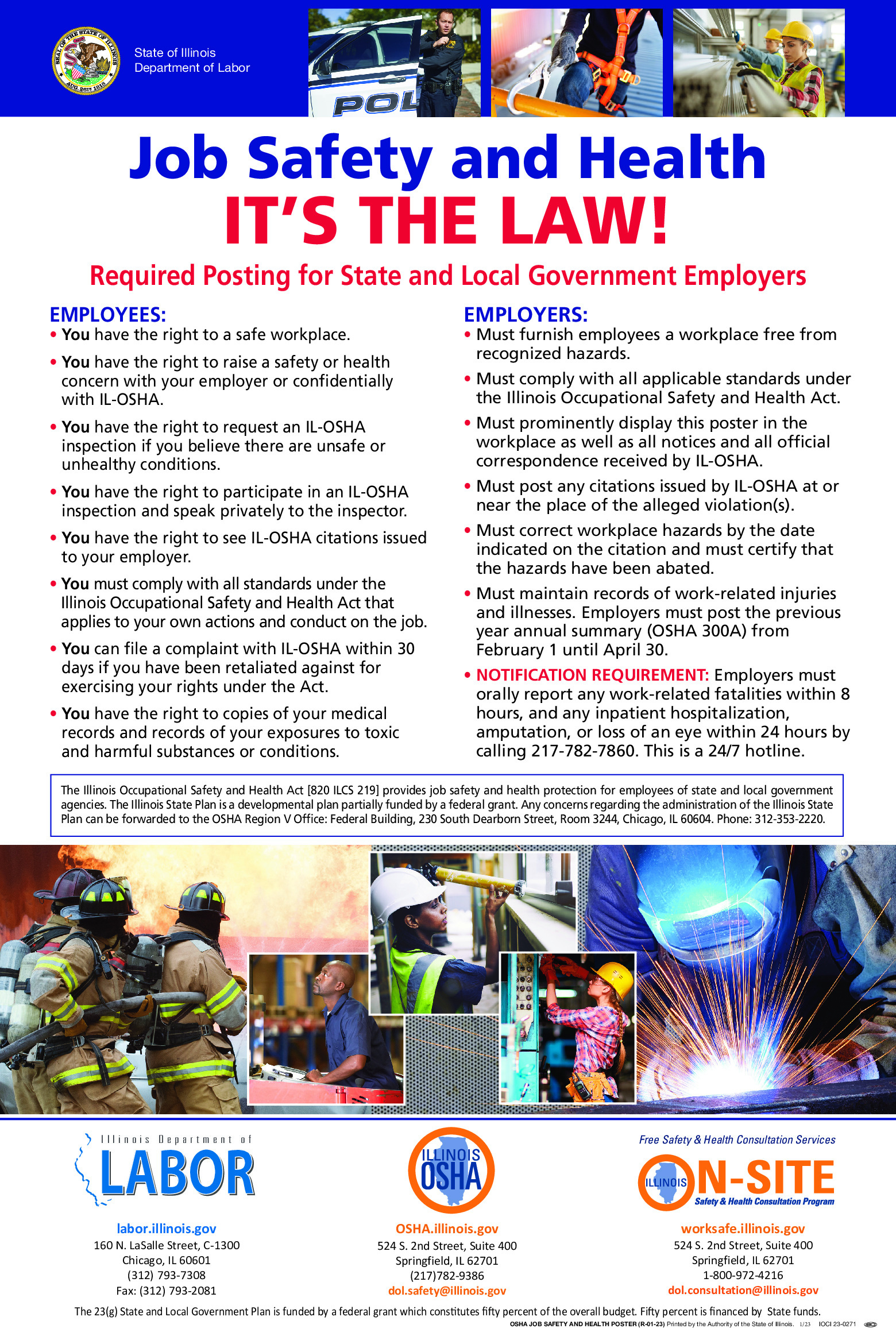 Free Illinois Illinois Job Safety Labor Law Poster 2025 throughout Illinois Labor Law Posters Free Printable