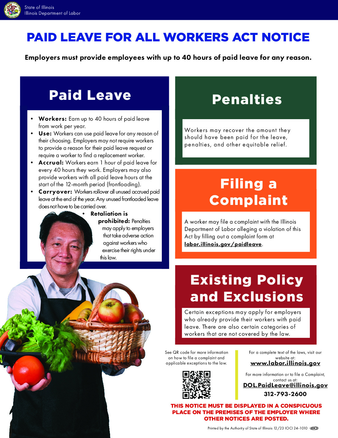 Free Illinois Paid Leave For All Workers Act Notice Labor Law with regard to Free Printable Illinois Labor Laws