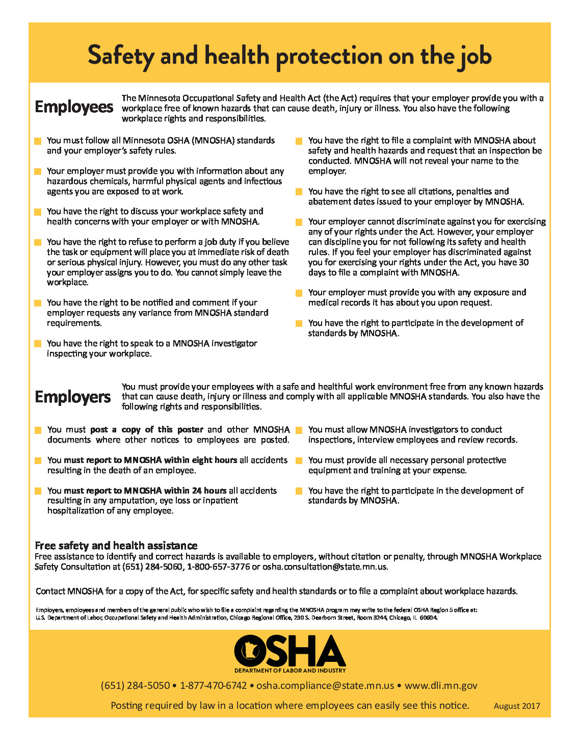 Free Minnesota Minnesota Job Safety Labor Law Poster 2025 inside Mn Labor Law Posters Free Printable