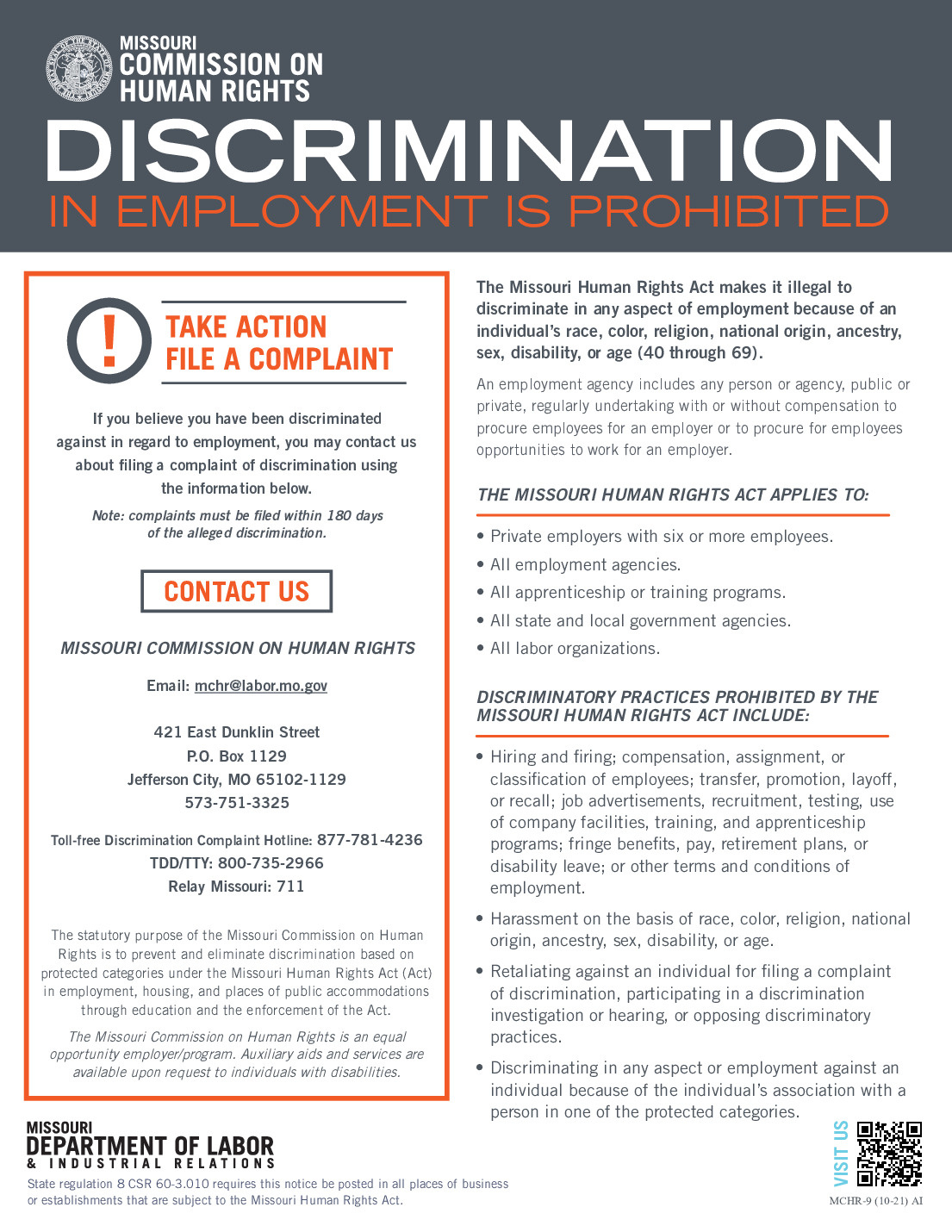 Free Missouri Missouri Employment Discrimination Labor Law Poster 2025 throughout Free Printable Missouri Labor Posters