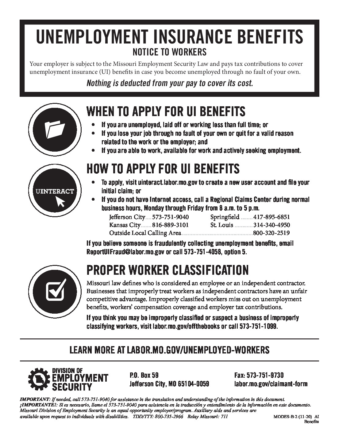 Free Missouri Missouri Unemployment Benefits Labor Law Poster 2025 regarding Free Printable Missouri Labor Posters