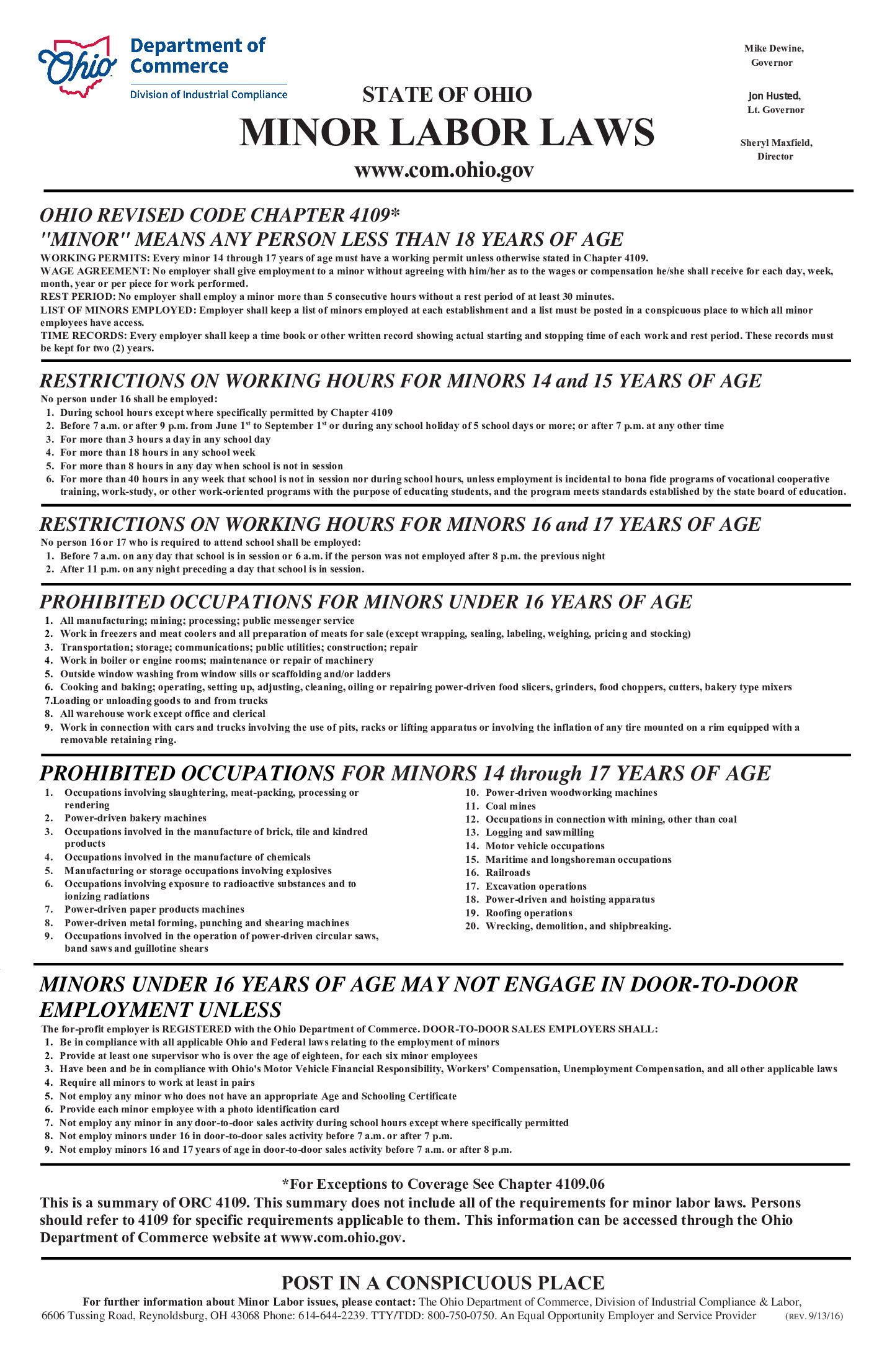 Free Ohio Minor Labor Laws Labor Law Poster 2025 intended for Ohio Labor Laws 2025 Printable