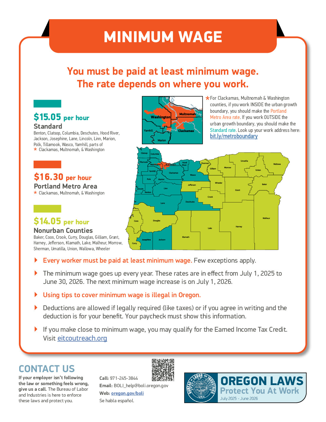 Free Oregon State Minimum Wage Poster Labor Law Poster 2025 with Oregon Labor Law Posters Free Printable