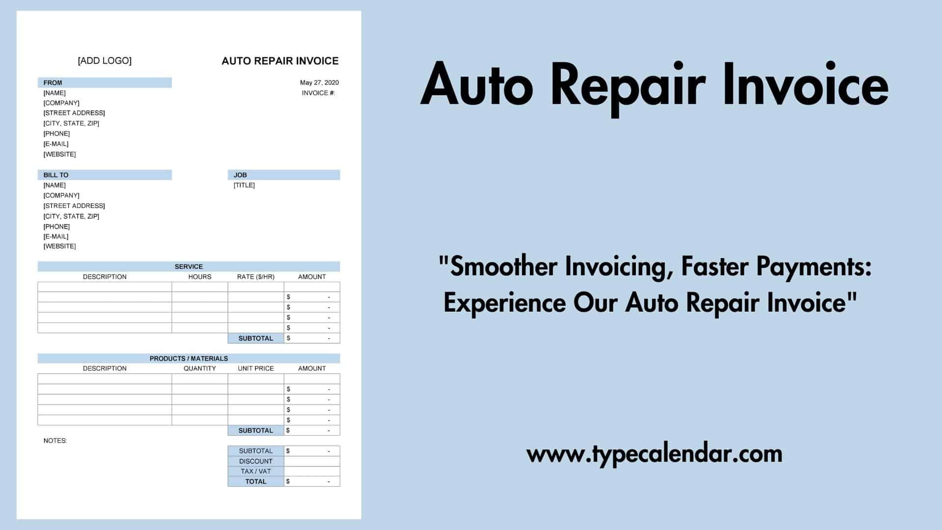 Free Printable Auto Repair Invoice Templates [Pdf, Word, Excel] with Printable Labor Rate Shop Sign