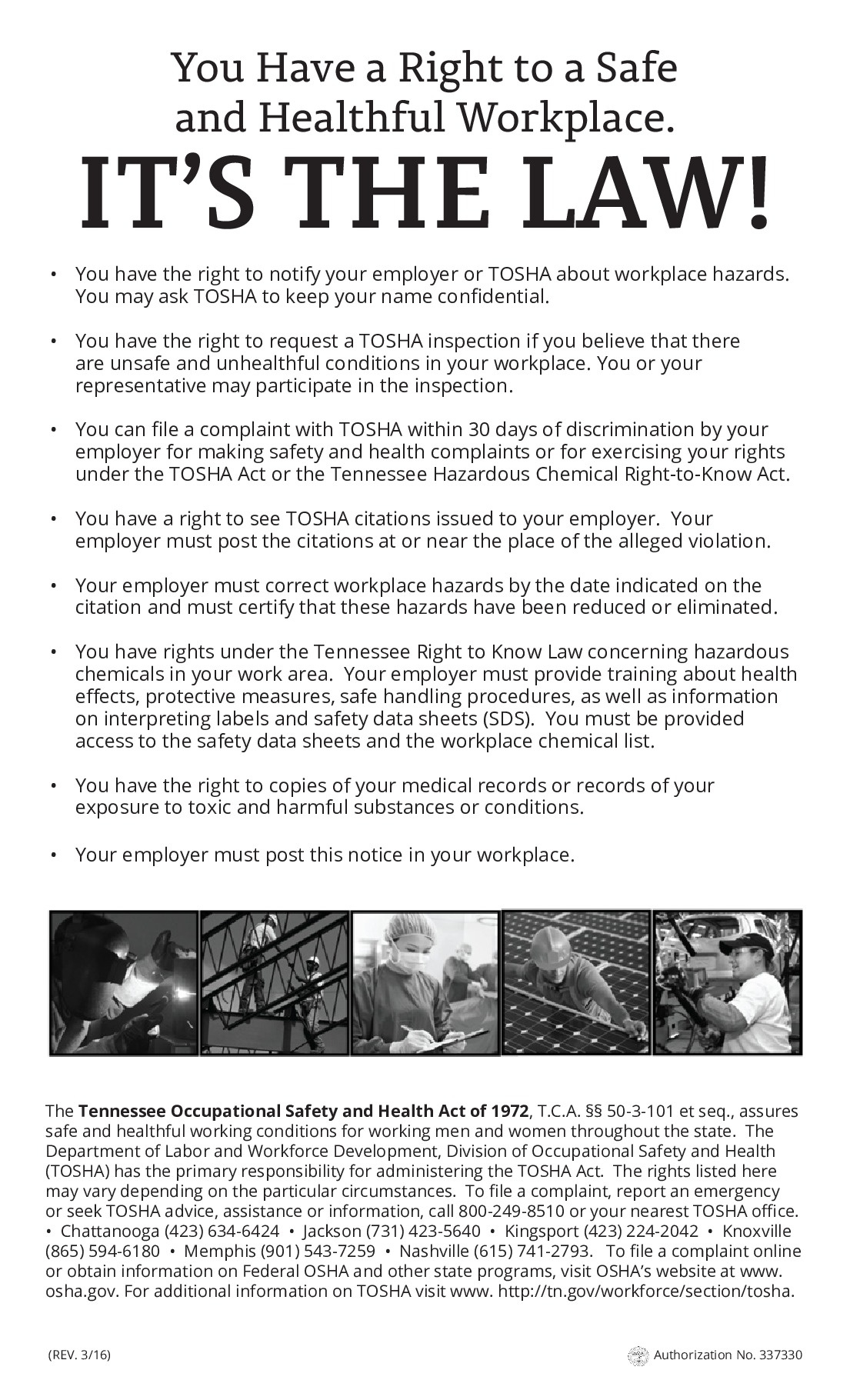 Free Tennessee Osha 2025 with Tennessee Labor Law Posters Free Printable