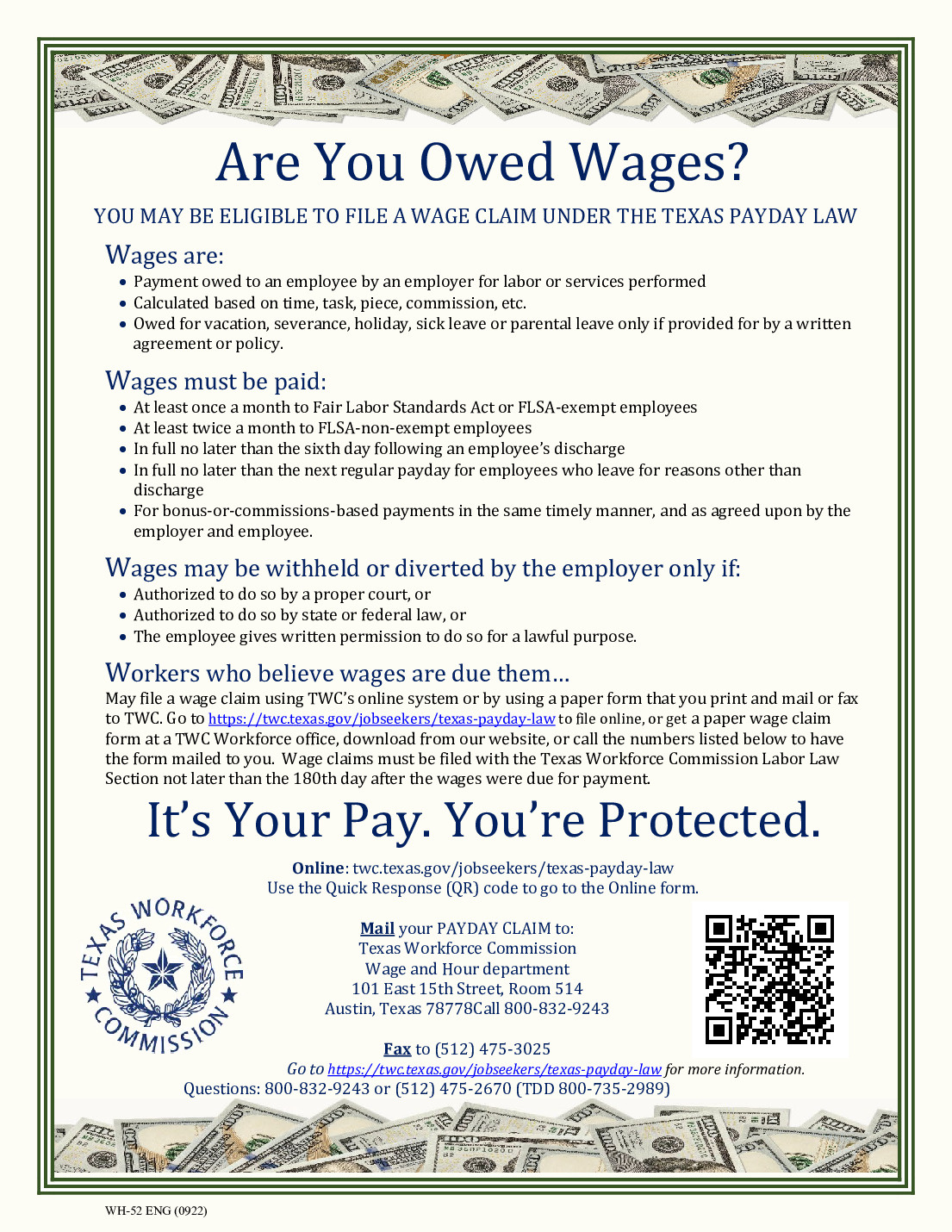 Free Texas Wage Claim Poster Labor Law Poster 2025 intended for Texas Labor Law Posters 2025 Printable Free