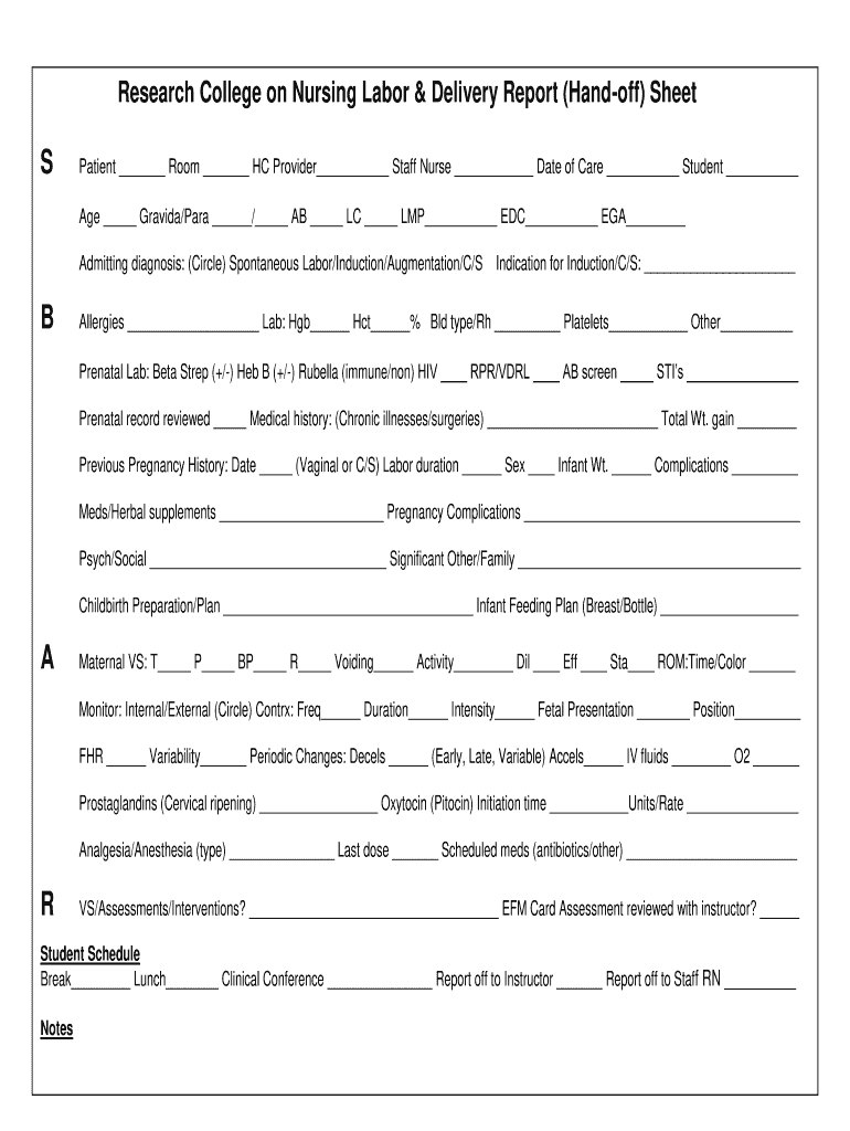 Labor And Delivery Report Sheet Pdf Free: Fill Out &amp;amp; Sign Online in Printable Labor and Delivery Report Sheet