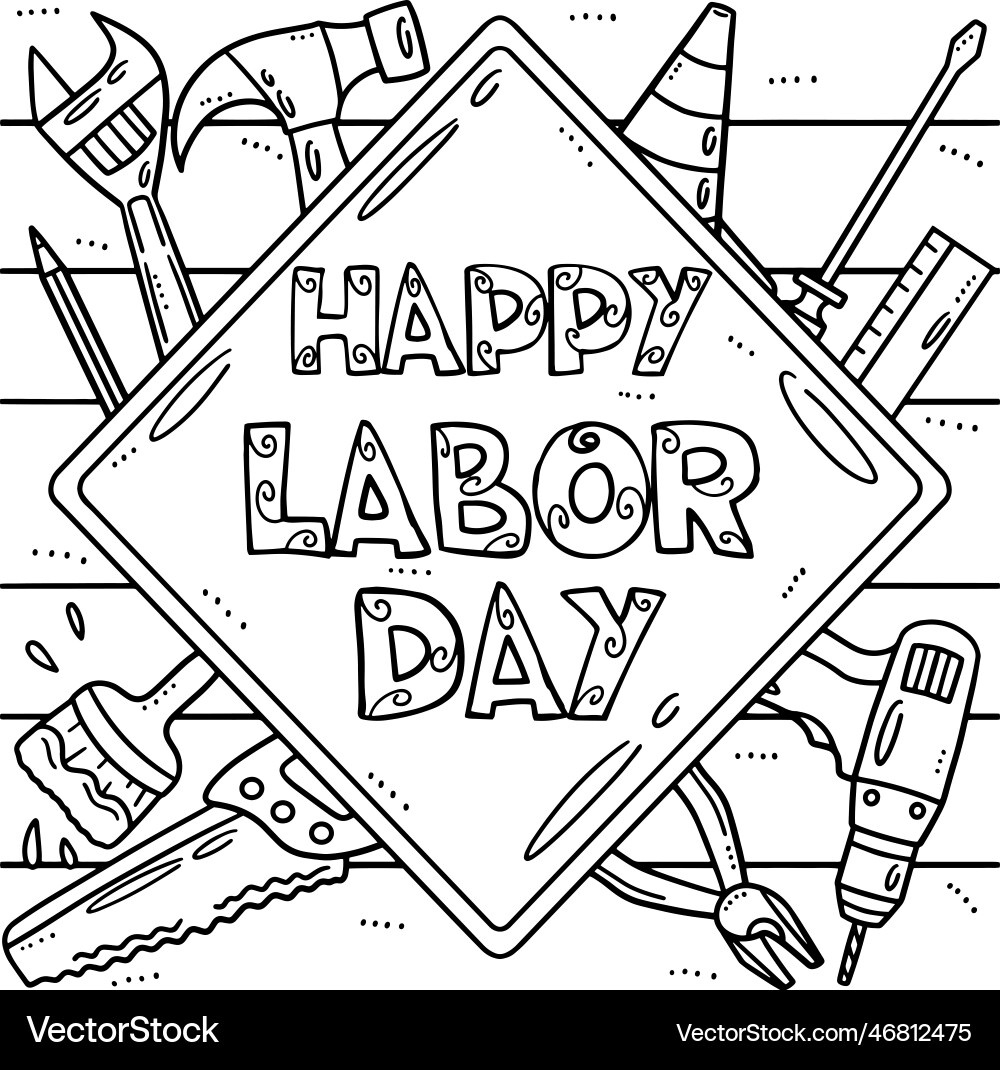 Labor Day Coloring Page For Kids Royalty Free Vector Image for Free Printable Labor Day Coloring Pages