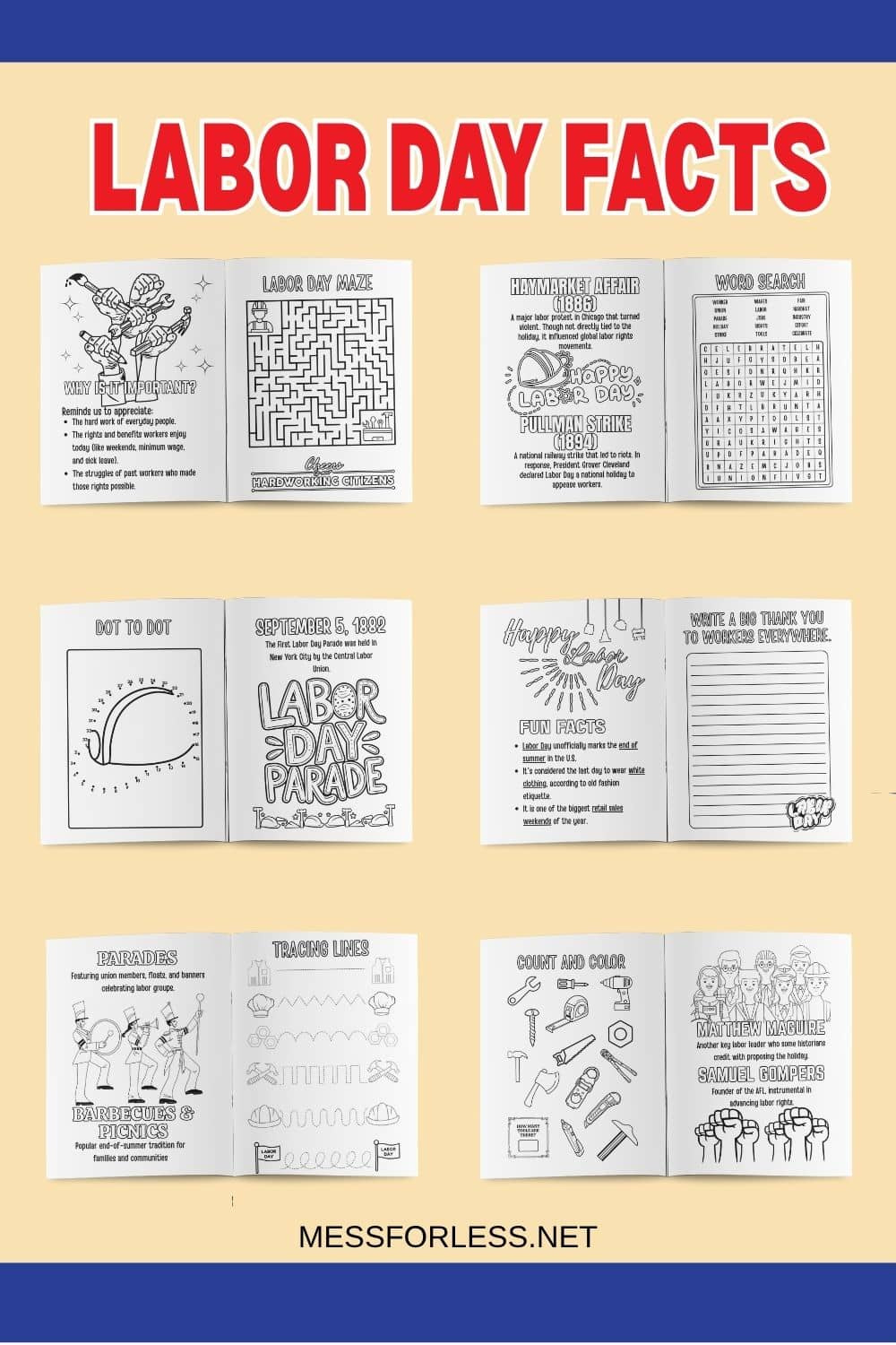 Labor Day Printable Activity Book - Mess For Less with Free Printable Labor Day Activities