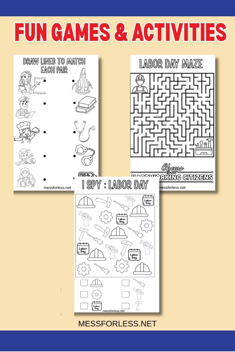 Labor Day Printable Activity Book - Mess For Less with regard to Free Printable Labor Day Games