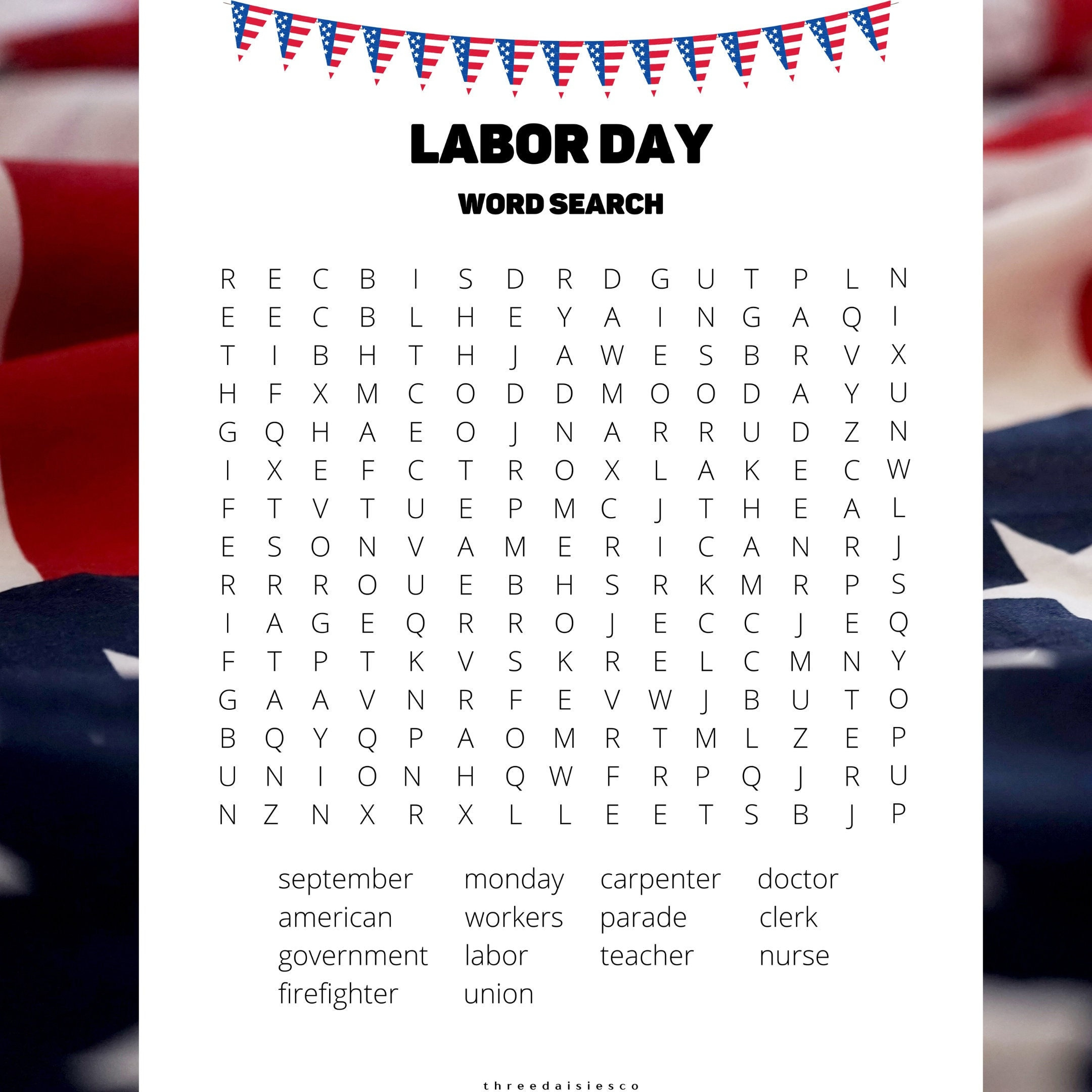 Labor Day Word Search | Puzzle - Etsy Australia intended for Labor Day Word Search Free Printable