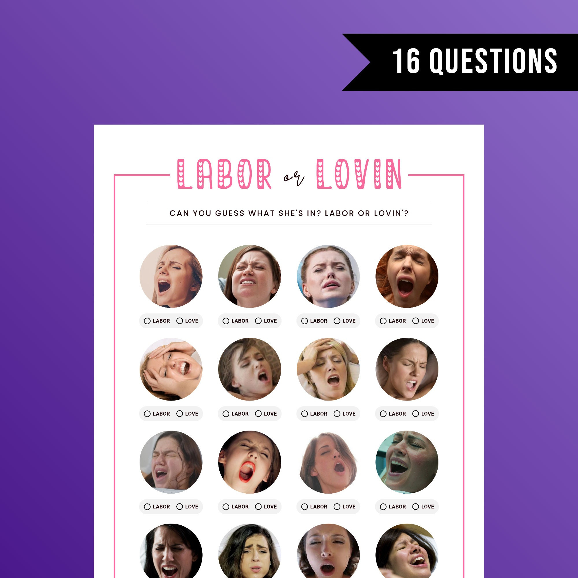 Labor Or Lovin, Printable Baby Shower Games, Bachelorette Party pertaining to Love Or Labor Baby Shower Game Printable