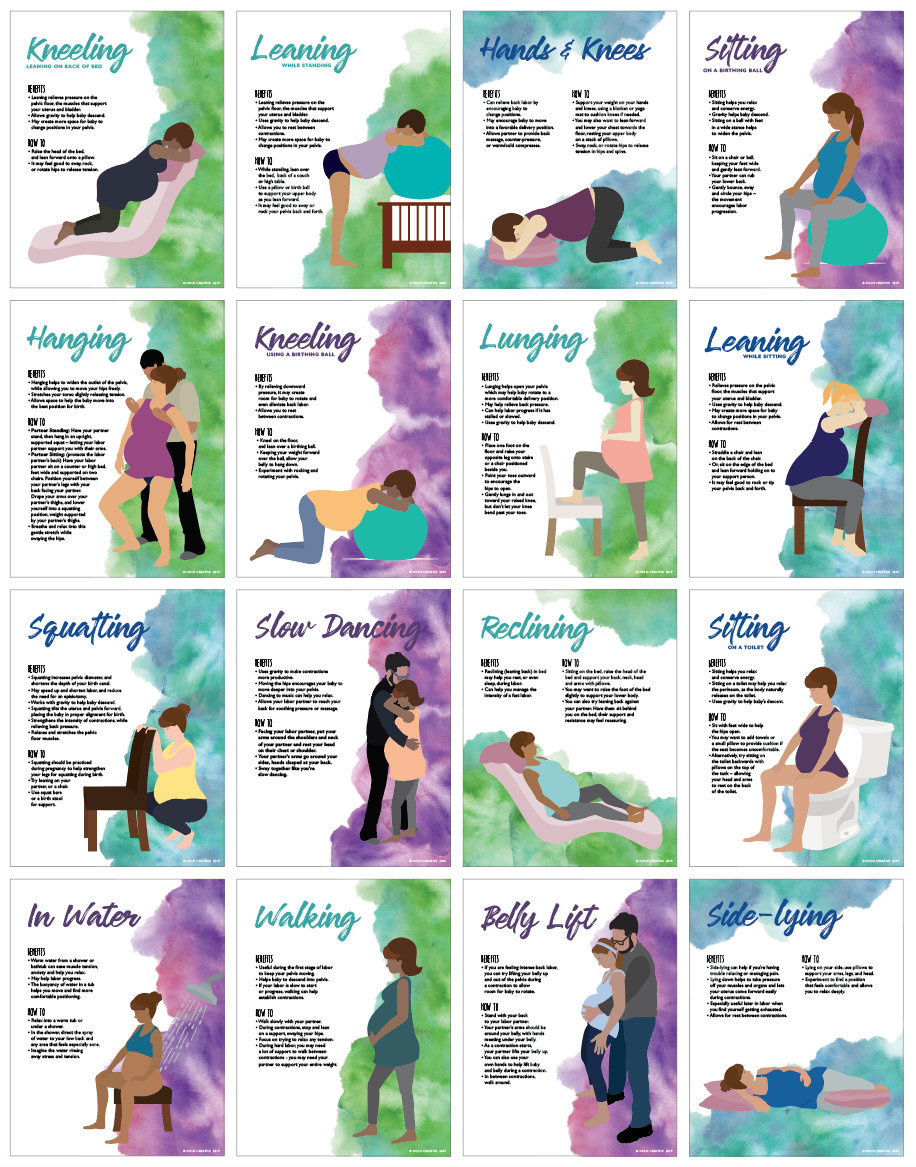 Labor Positions – Full Page Printable Files – Childbirth Education inside Printable Labor Positions