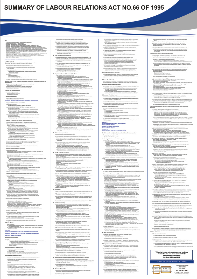 Labour Relations Act - Labour Law Poster Lra - 2025 - A1 regarding Printable Labor Law Posters 2025 South Africa