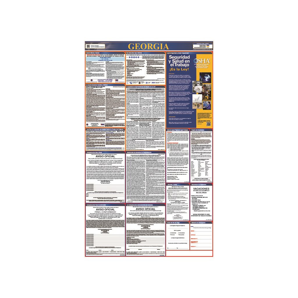 Laminated 40&amp;quot;X24&amp;quot; Georgia Labor Law Poster In Spanish Llps-Ga throughout Georgia Labor Laws Printable