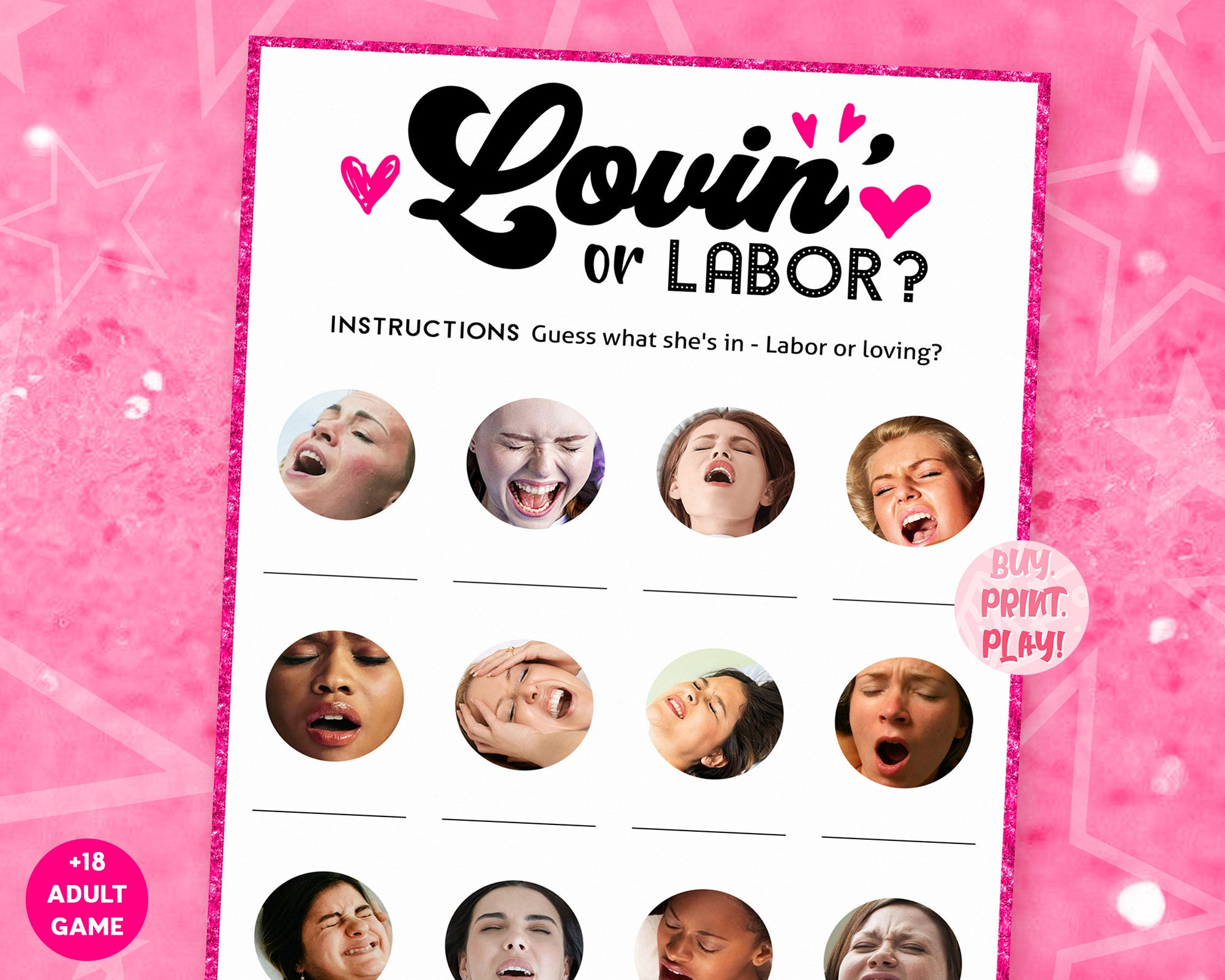 Loving Or Labor Game | Ladies Night Games | Bachelorette Printable in Love Or Labor Baby Shower Game Printable