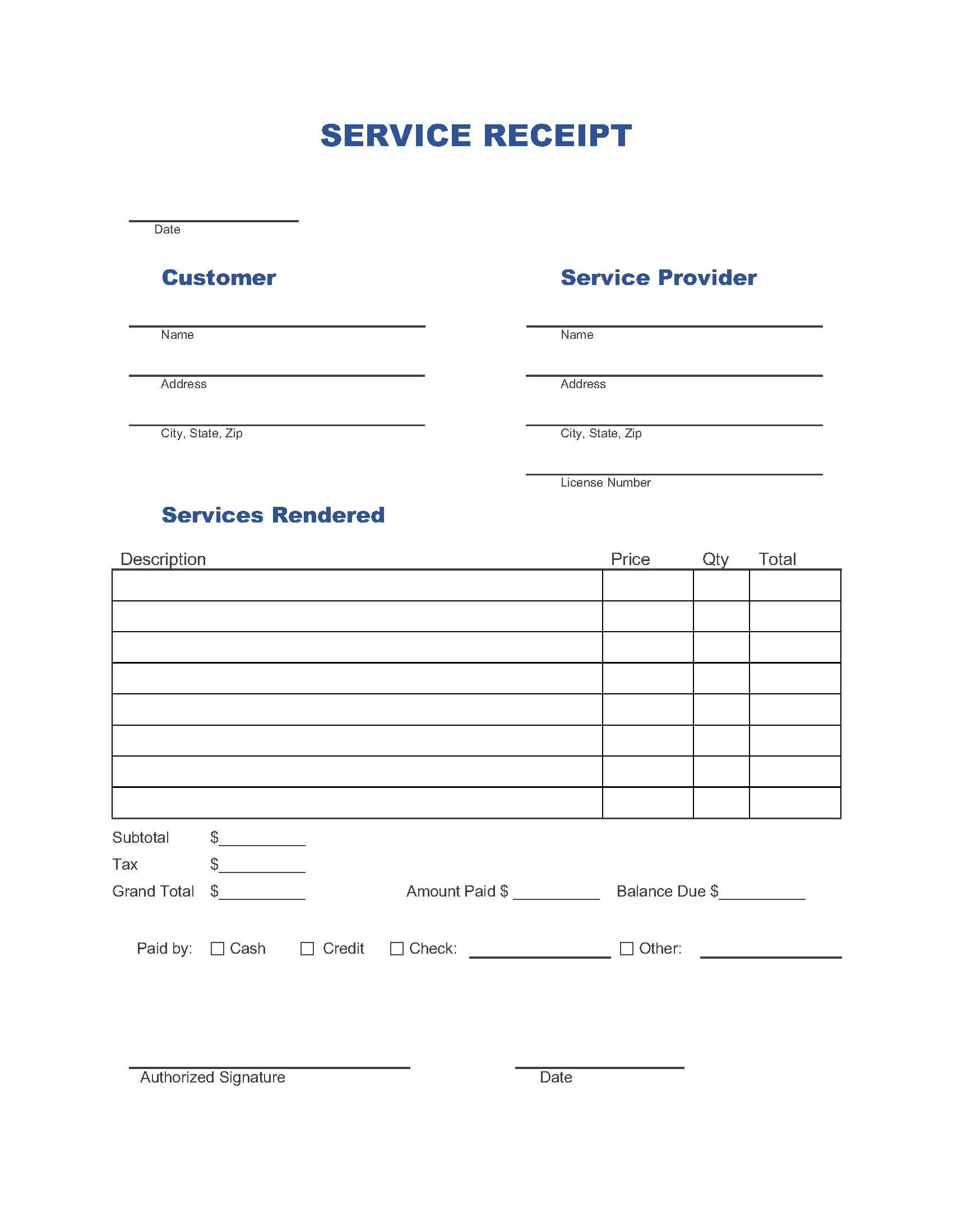 Service (Labor) Receipt Templates (27) | Invoice Maker throughout Labor Receipt Printable