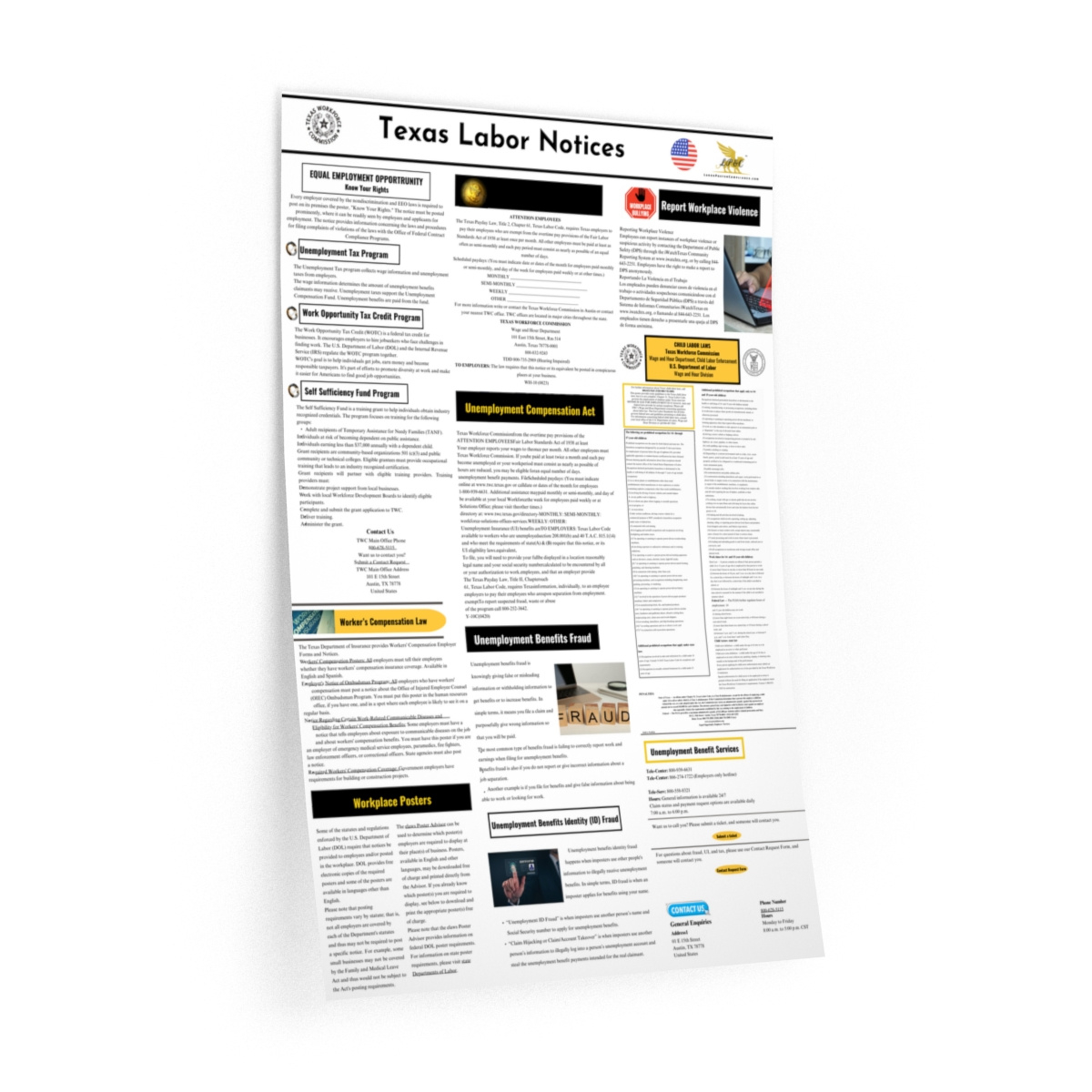 Updated 2024 Texas Labor Law Poster (Ez Peel &amp;amp; Stick) - Labor in Texas and Federal Printable Labor Laws