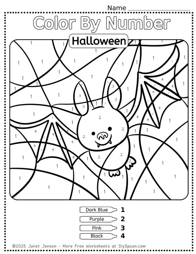 10 Free Printable Halloween Themed Colornumber Worksheets For inside Free Printable Halloween Color By Number