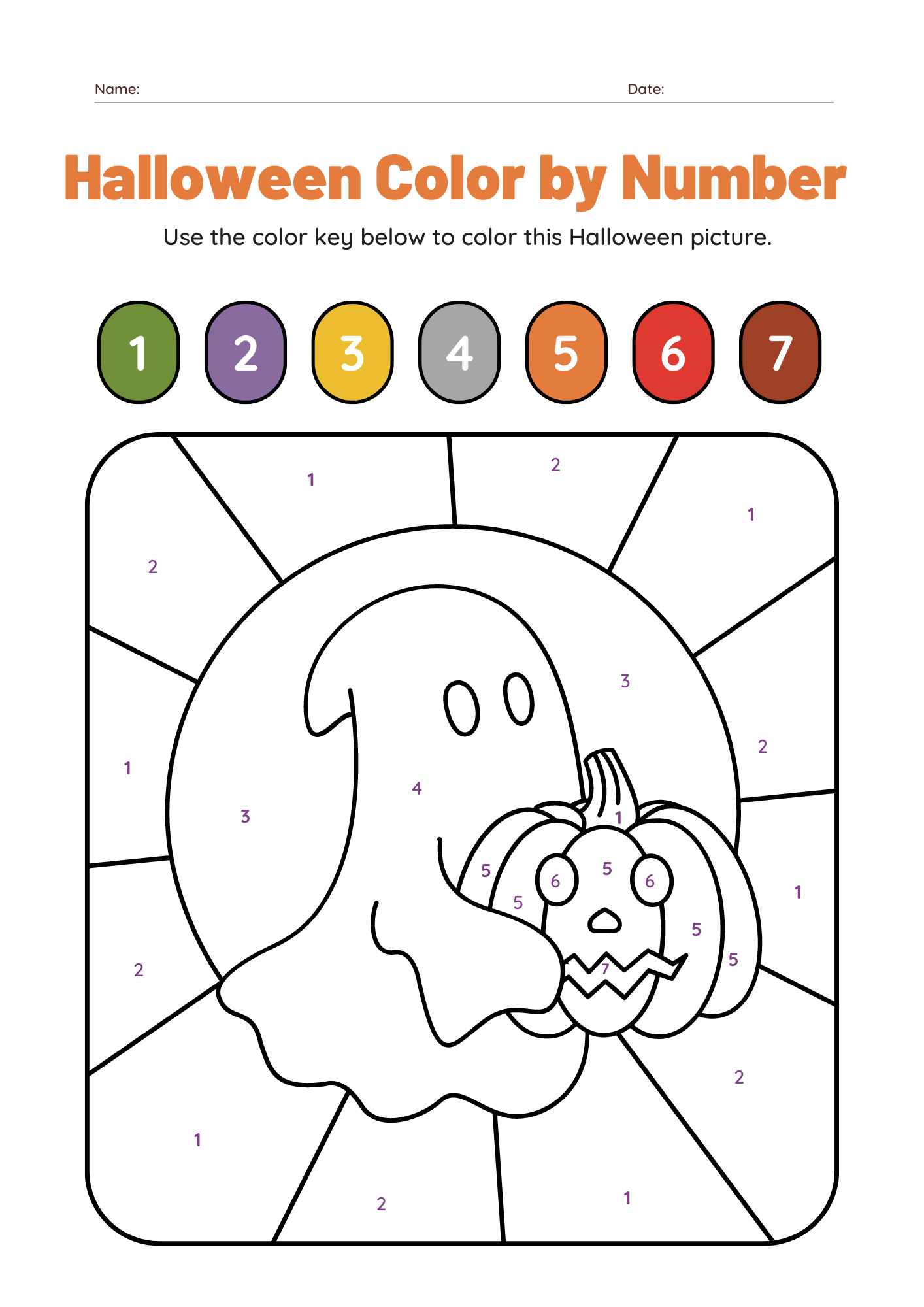 10 Halloween Colornumber Printable Worksheets Free for Free Printable Halloween Color By Number