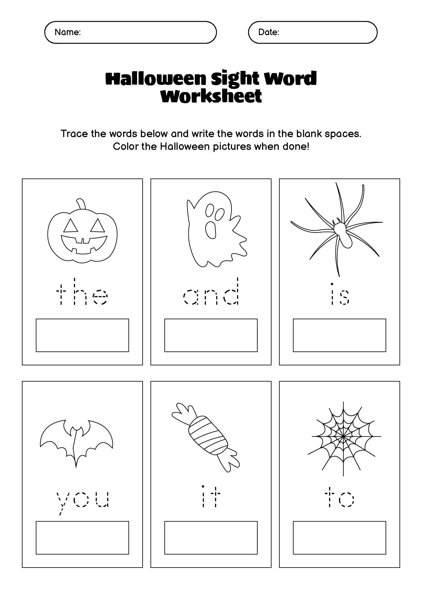 13 Halloween Sight Word Worksheets - Free Pdf At Worksheeto throughout Free Printable Halloween Sight Word Worksheets