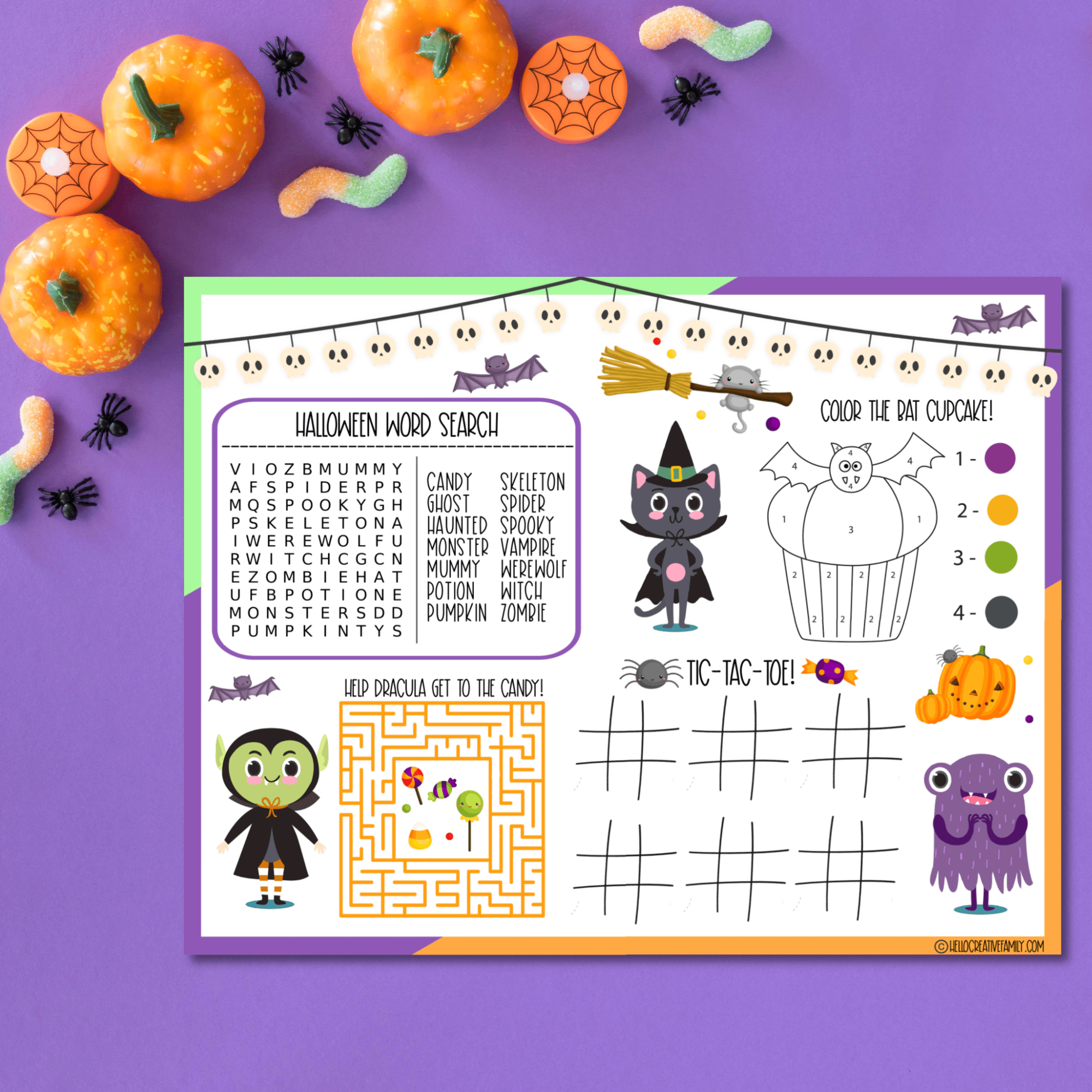 18 Free Halloween Printables Including Halloween Activity Placemat intended for Printable Halloween Placemat