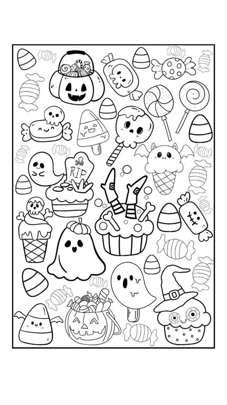 20 Free Halloween Coloring Pages For Adults, Printables, Doodles in Cute Printable Halloween Coloring Pages