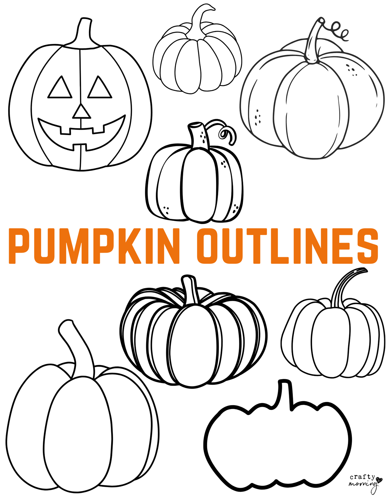 20 Free Pumpkin Outline Printables - Crafty Morning in Free Printable Halloween Pumpkins