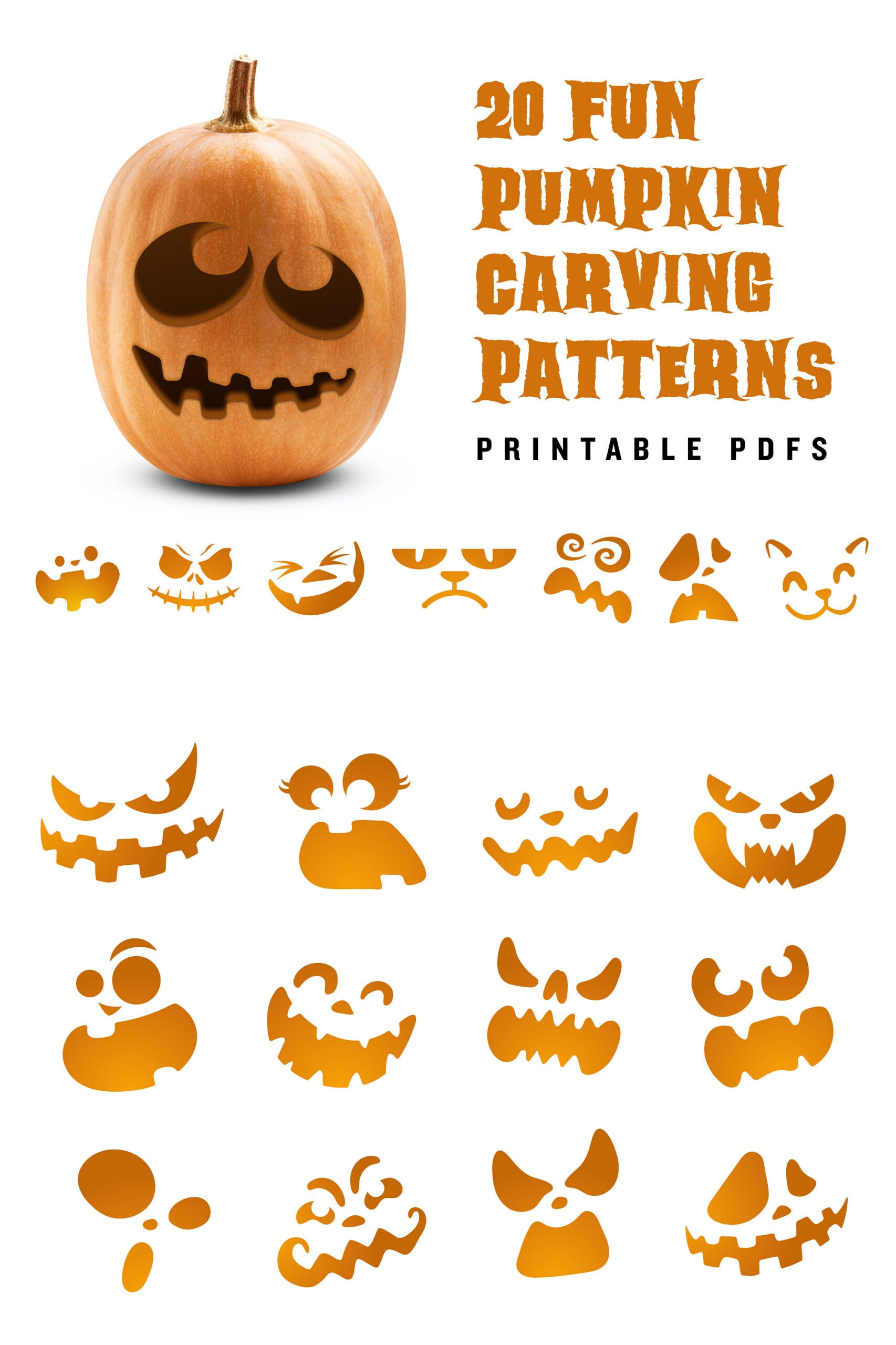 20 Printable Jack-O-Lantern Pumpkin Carving Patterns For Halloween inside Printable Jack O Lantern Pumpkin Stencils