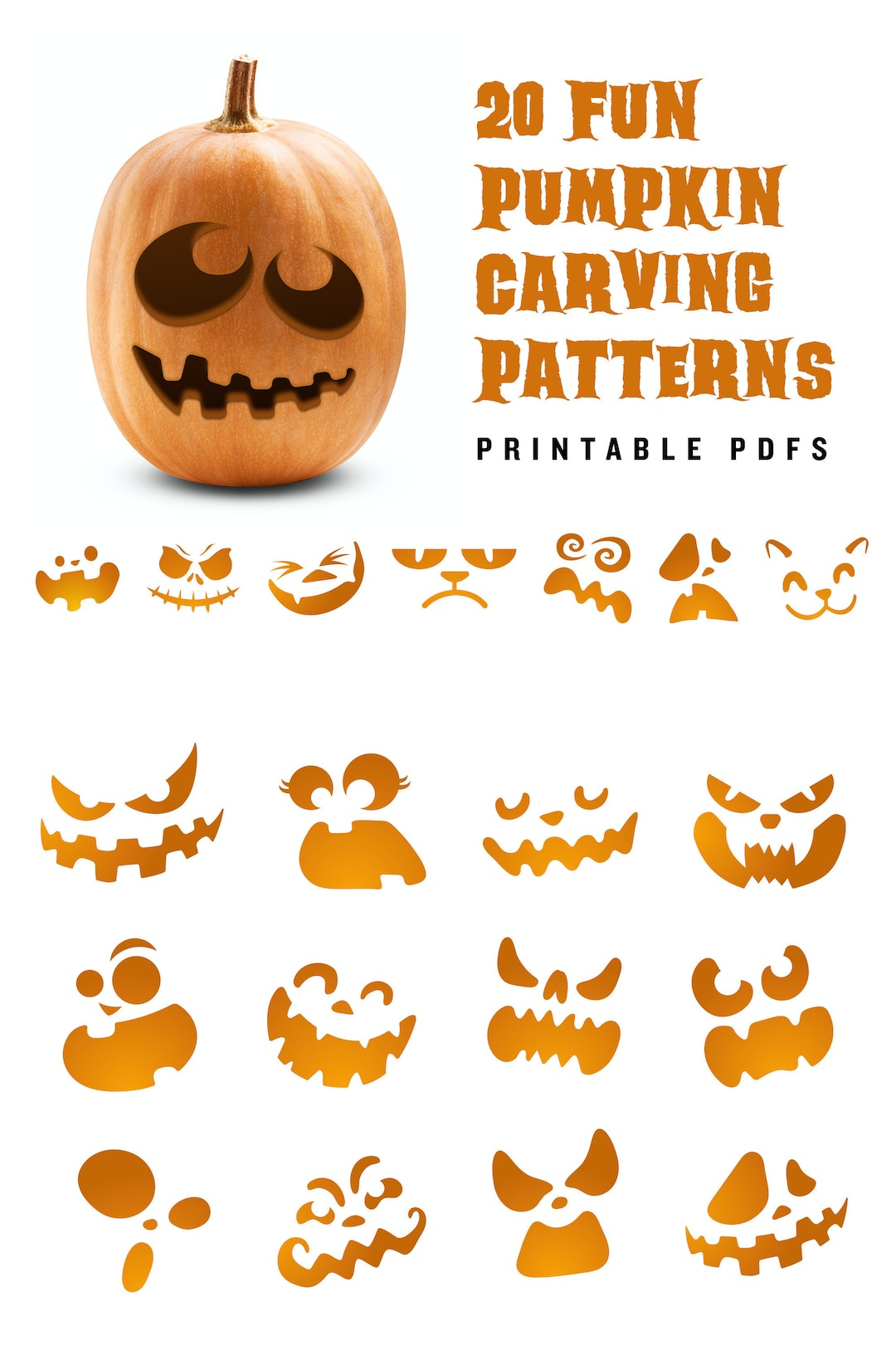 20 Printable Jack-O-Lantern Pumpkin Carving Patterns For Halloween throughout Halloween Pumpkin Designs Printable