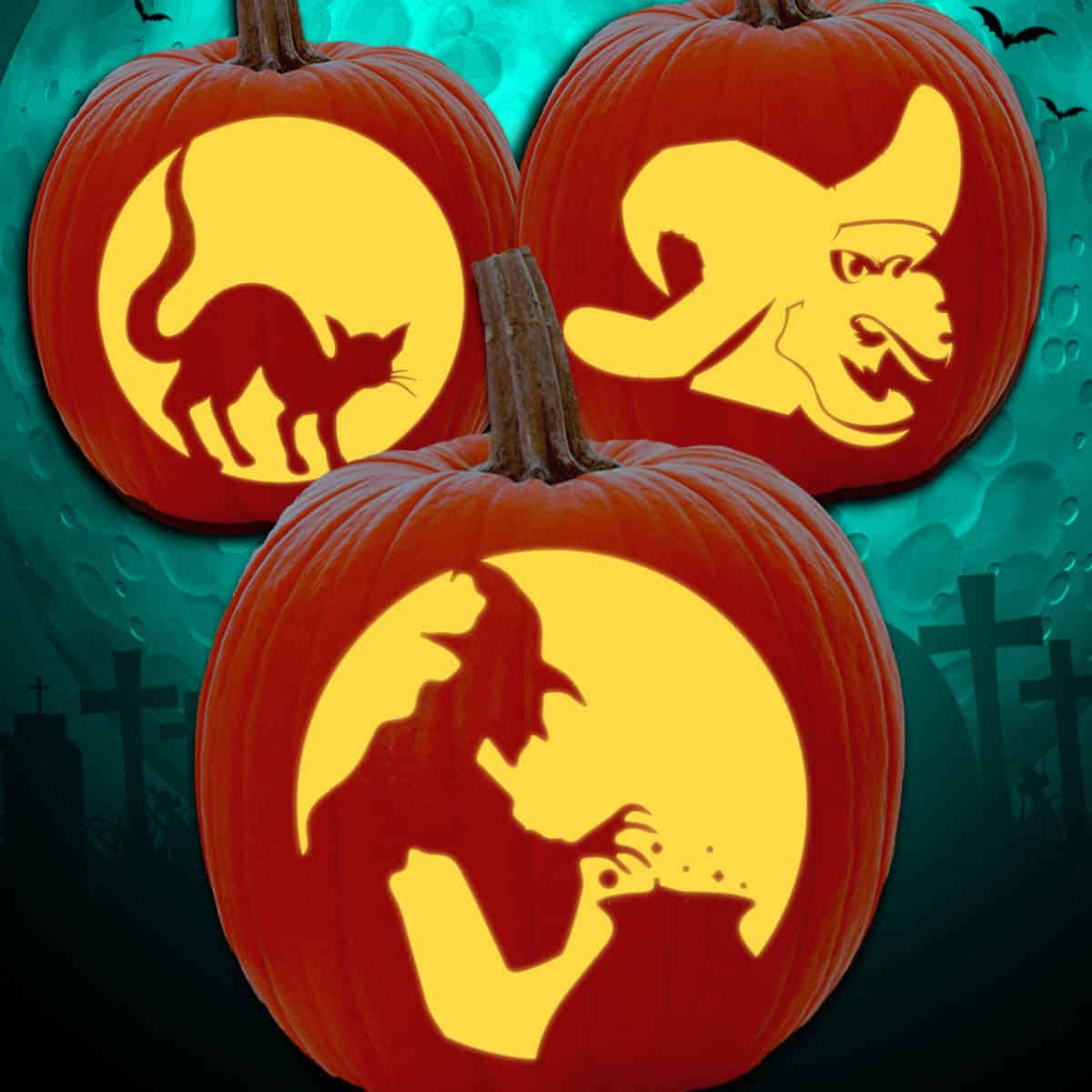 21 Free Witch Pumpkin Carving Stencils - Artsy Pretty Plants for Printable Witch Pumpkin Stencil