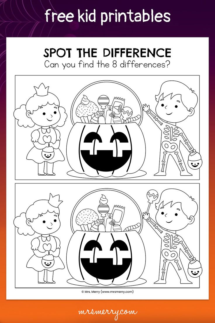 3 Free Spot The Difference Halloween Printables | Mrs. Merry within Halloween Spot The Difference Printable