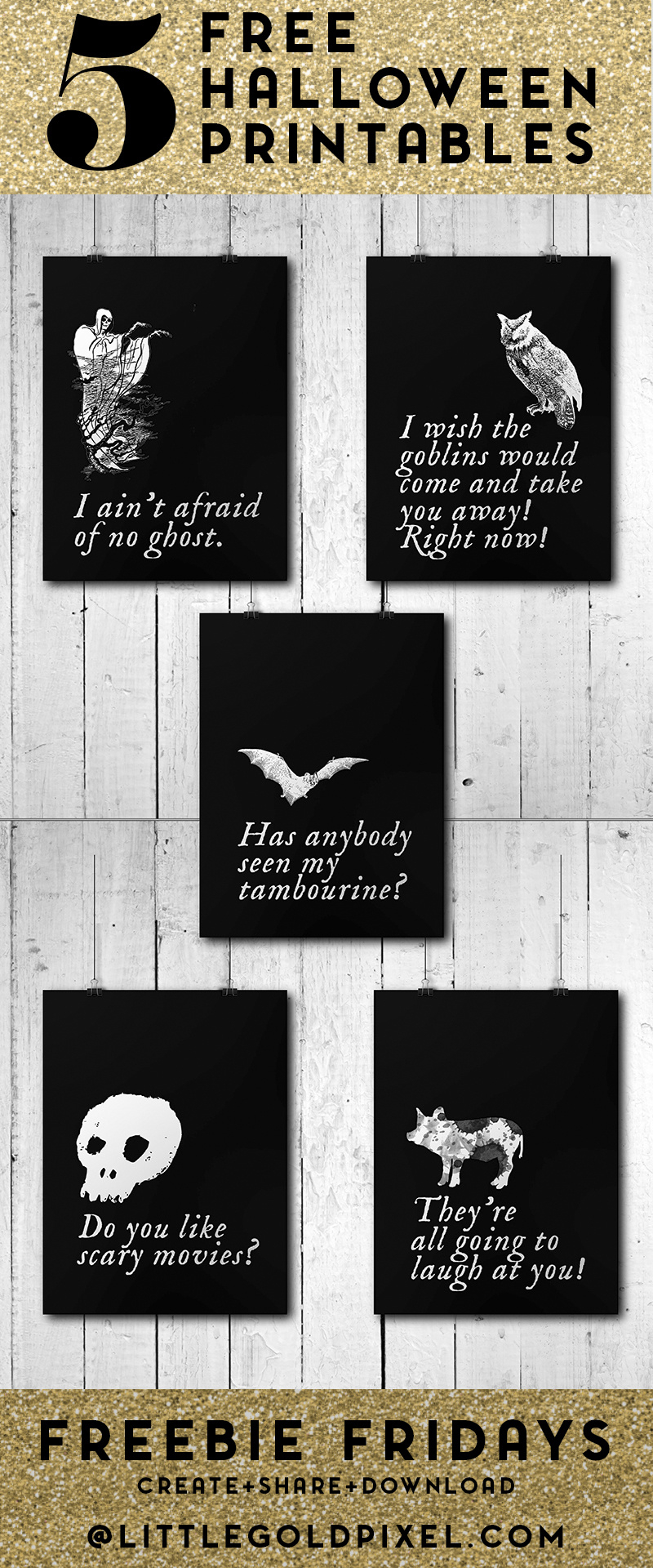 5 Free Halloween Quote Printables • Little Gold Pixel regarding Free Printable Halloween Quotes