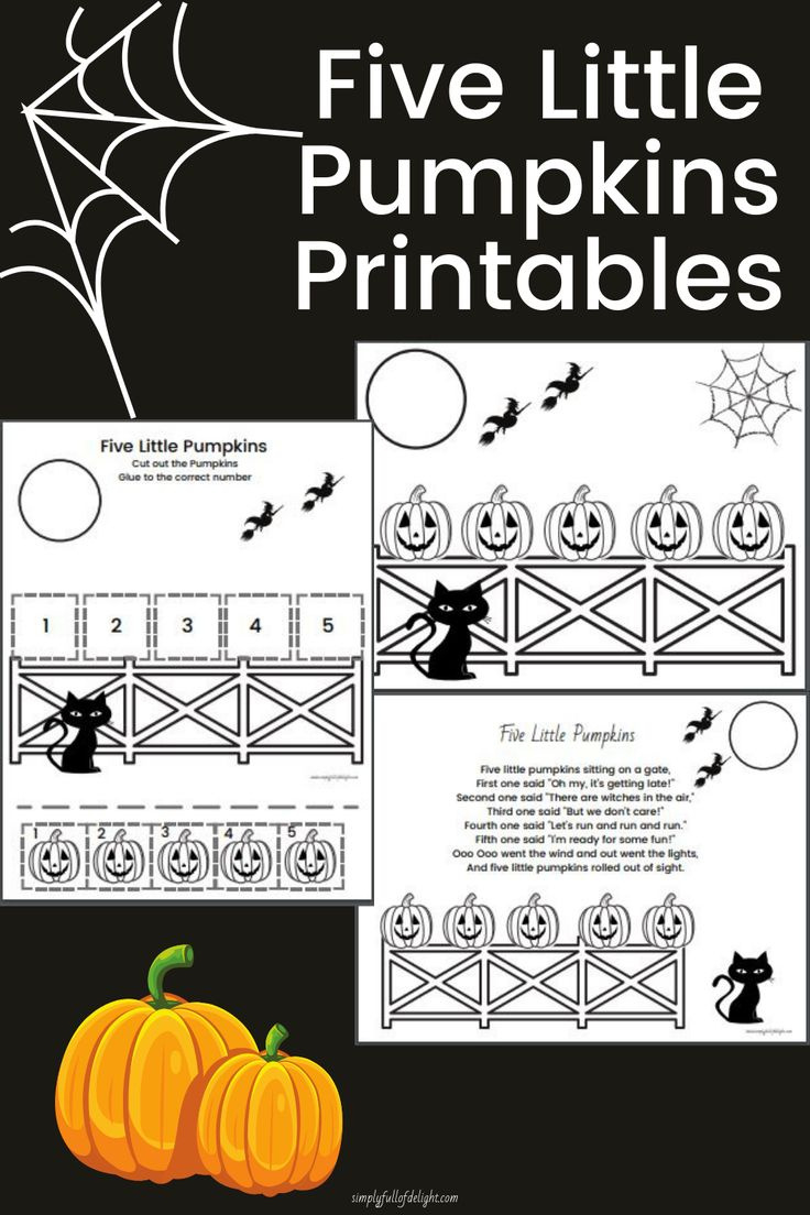 5 Little Pumpkins Free Printables within Preschool Five Little Pumpkins Printable
