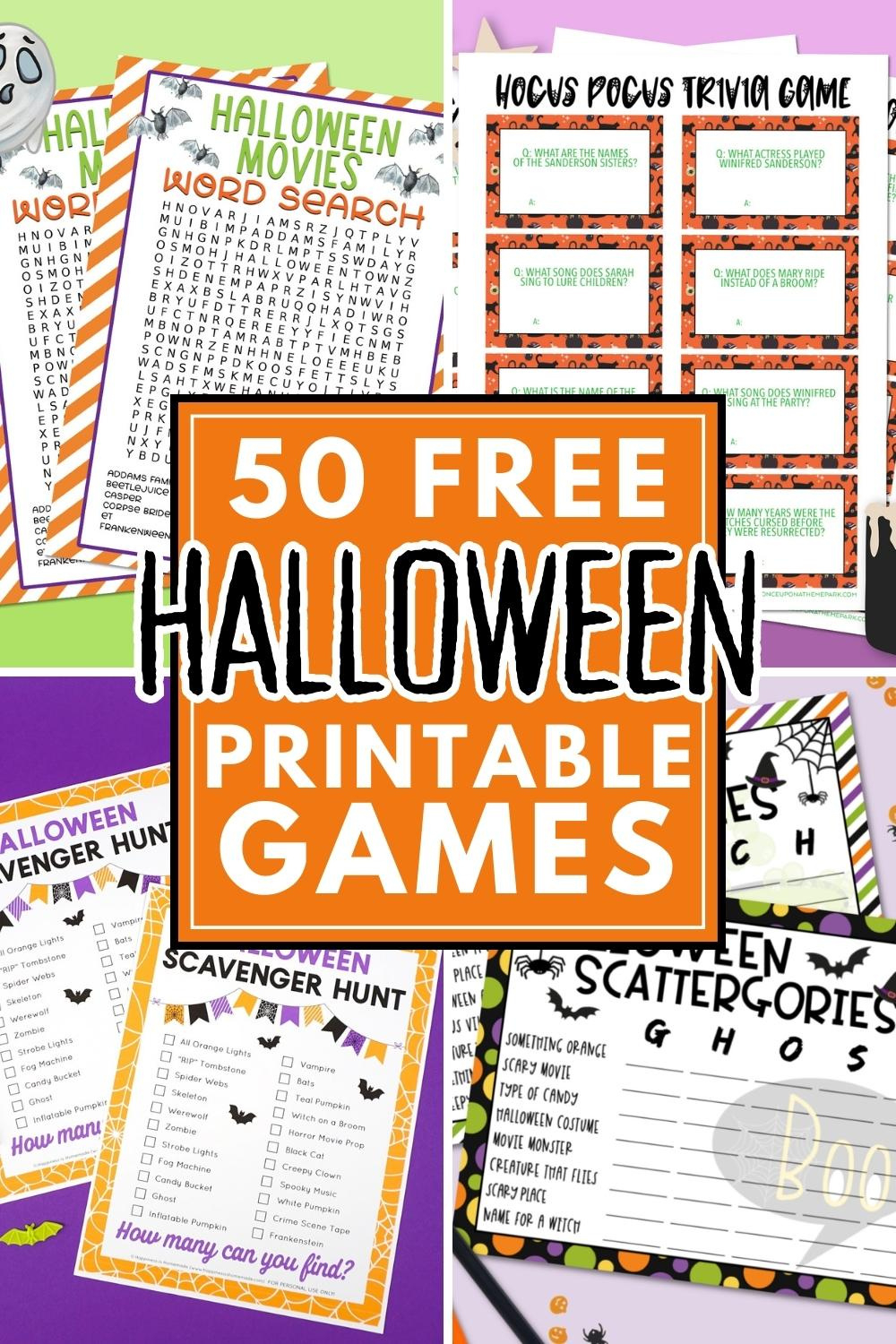 50 Free Printable Halloween Games - Pineapple Paper Co. with Free Printable Halloween Games For Adults with Answers