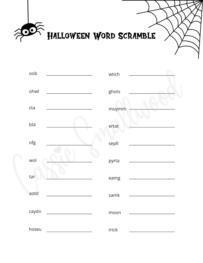 6 Fun Halloween Word Scrambles (With Answers!) - Cassie Smallwood regarding Free Printable Halloween Unscramble Words Worksheets