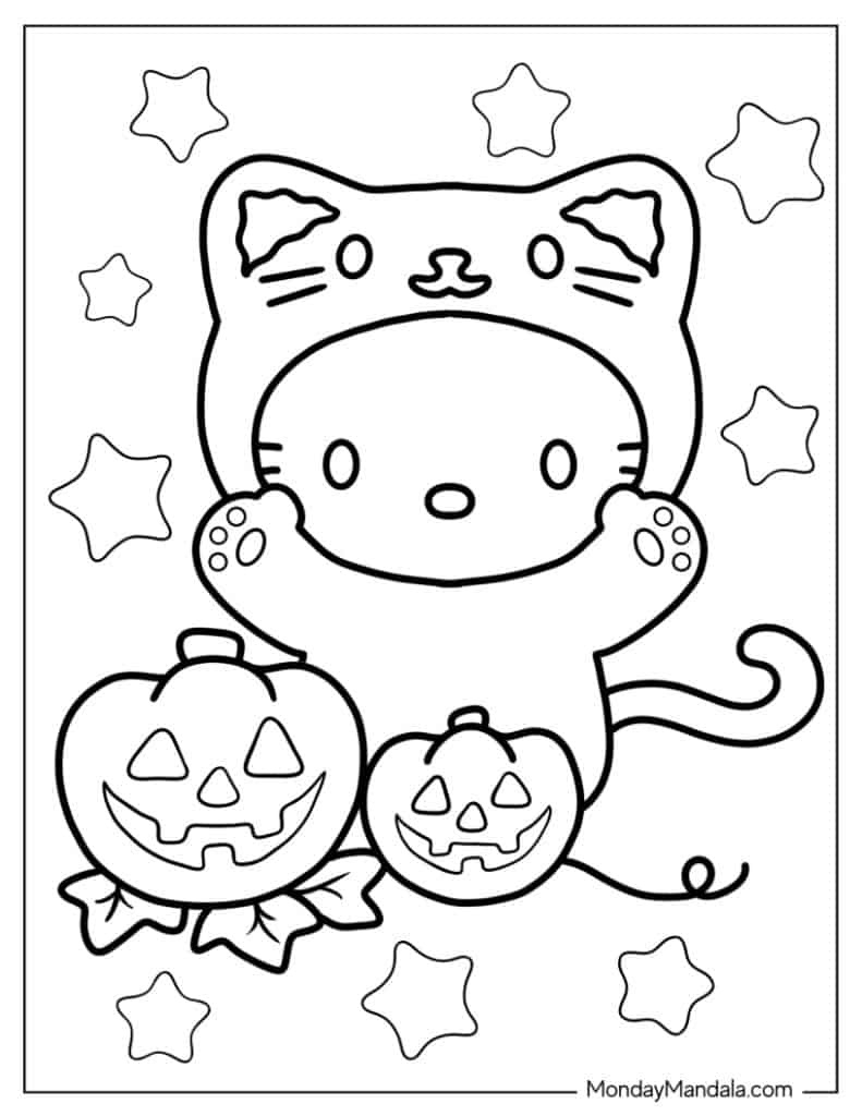 68 Hello Kitty Coloring Pages (Free Pdf Printables) with Printable Halloween Coloring Pages Hello Kitty