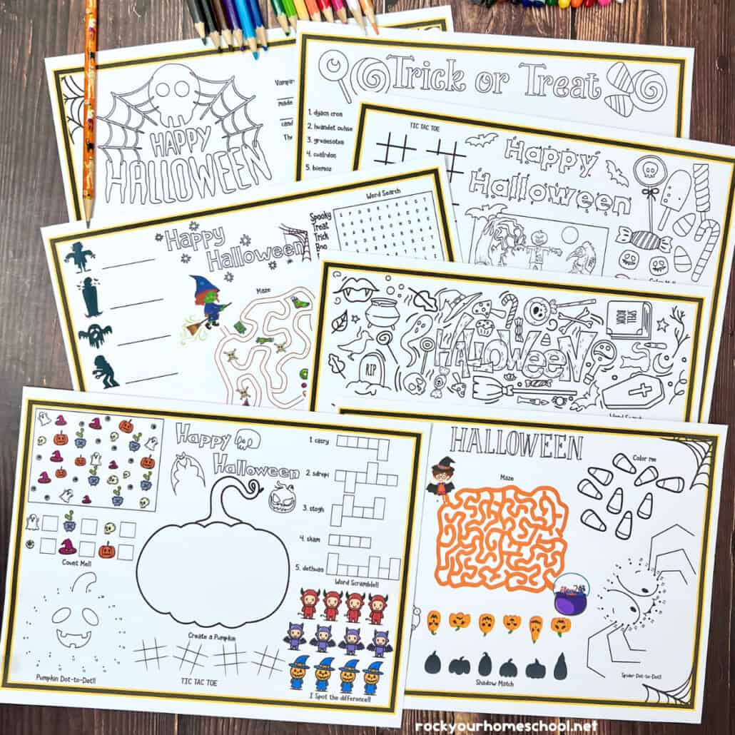 7 Free Halloween Activity Sheets That Make Holiday Fun Easy - Rock in Printable Halloween Placemat