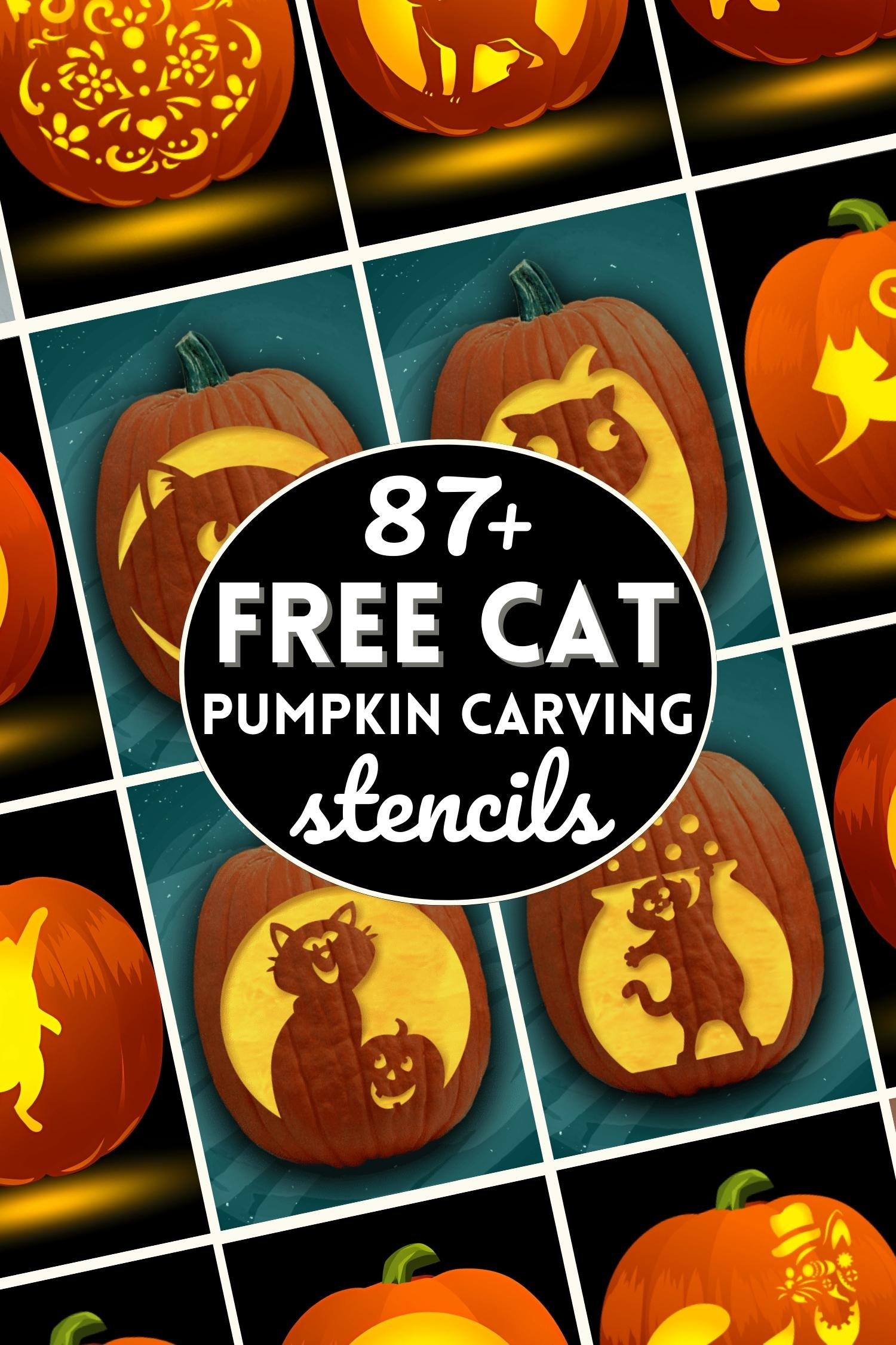 87 Free Cat Pumpkin Carving Stencils - The Ultimate List! with Cat Pumpkin Template Printable Free