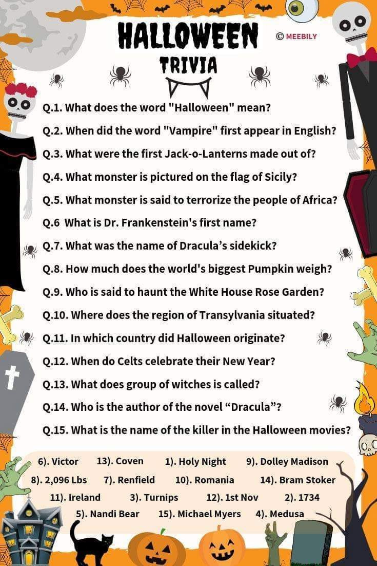90+ Halloween Trivia Questions &amp;amp; Answers throughout Printable Halloween Quiz With Answers